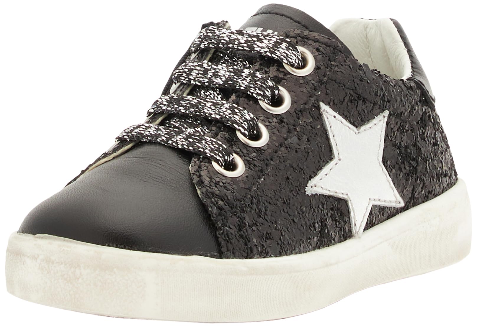 Naturino Girls' Annie Zip Gymnastics Shoes, Black Silver, 1.5 UK