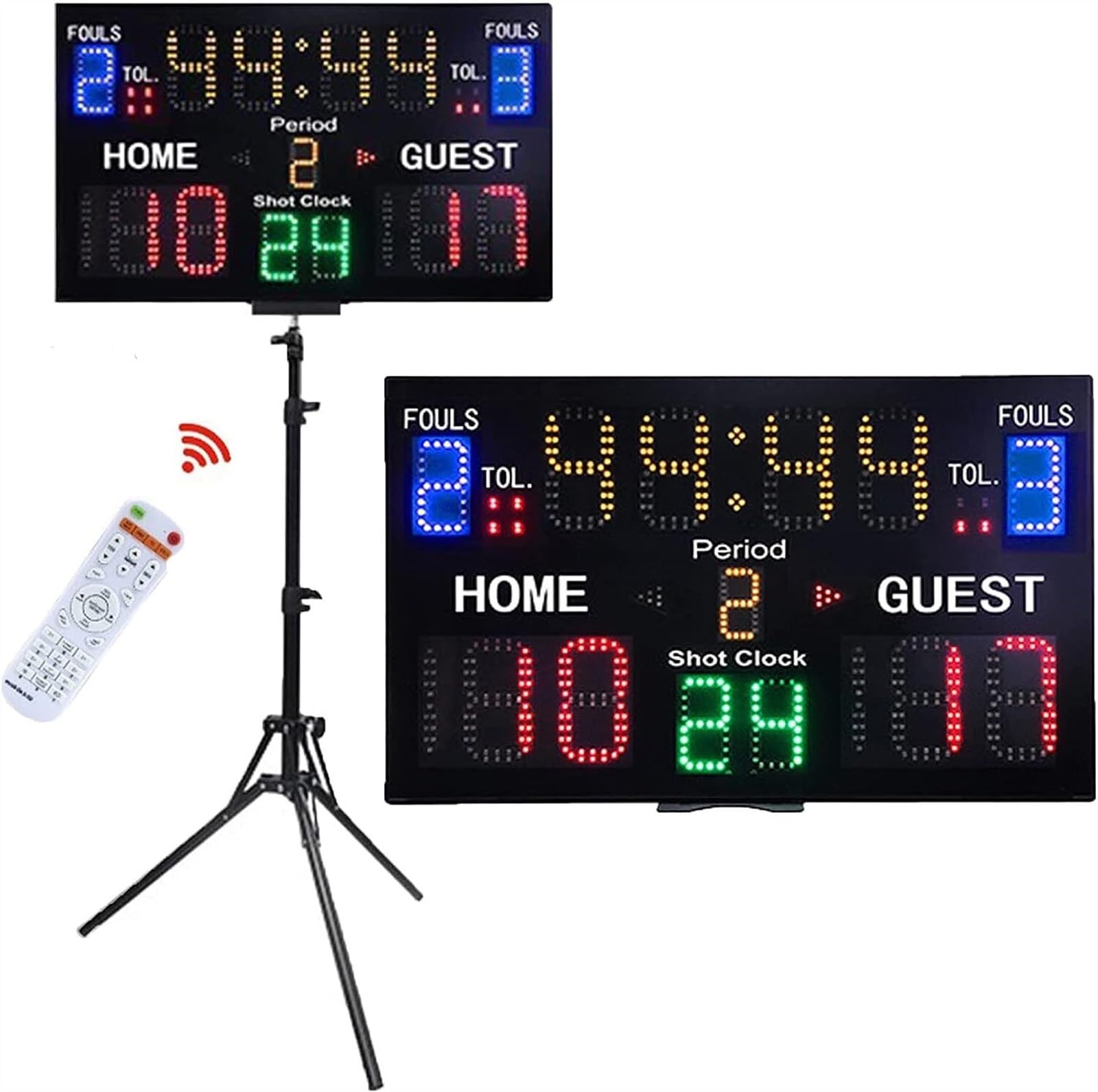 Marcador Reloj Carrera Multideporte, marcadores Digitales pequeños, 5 marcadores con puntuaciones 0-99 y períodos 0-9, Brillo 5 Niveles, Soporte Pared y Mesa