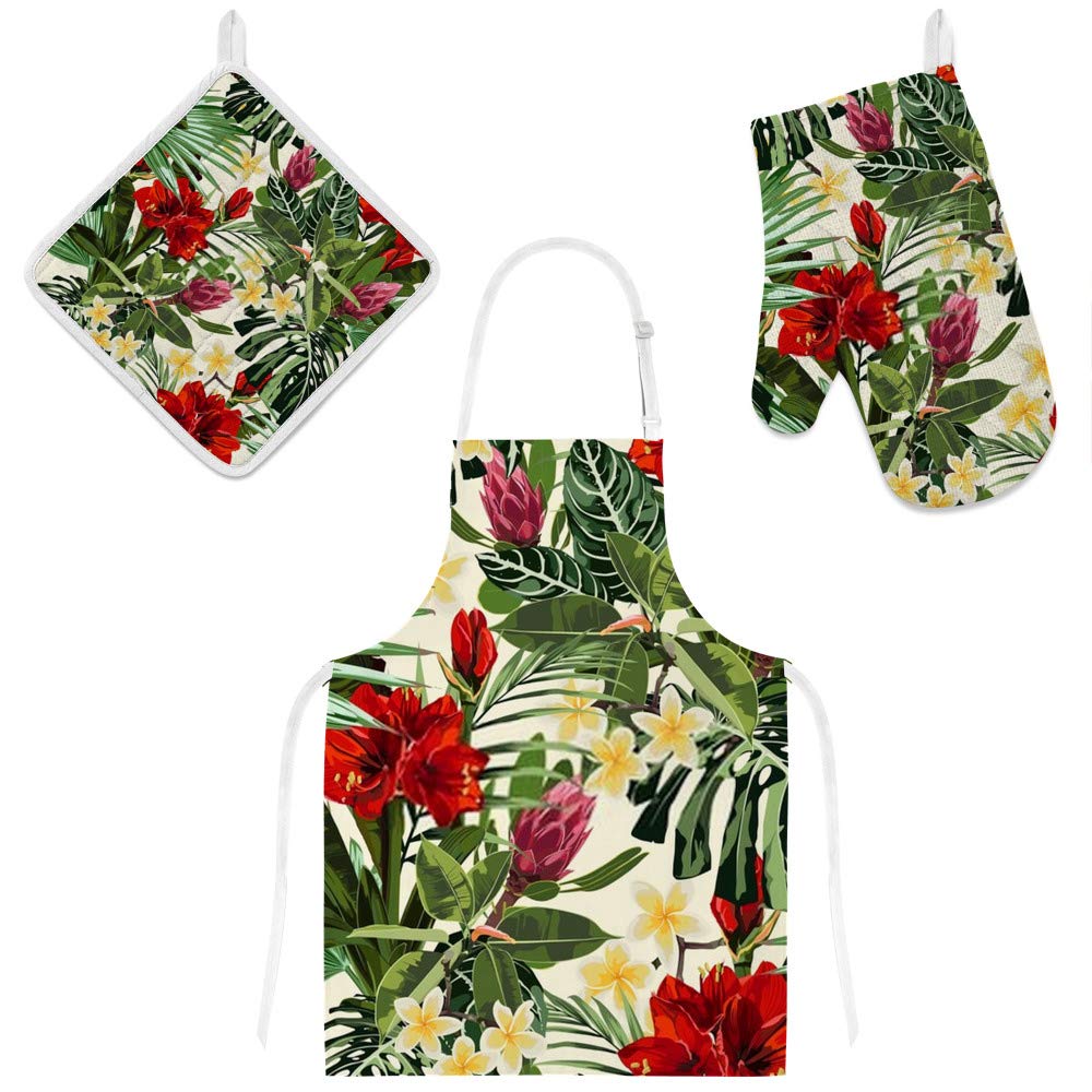 Tablier de cuisine anti-taches et gants de four isolants pour cuisiner sans risque de brûlure