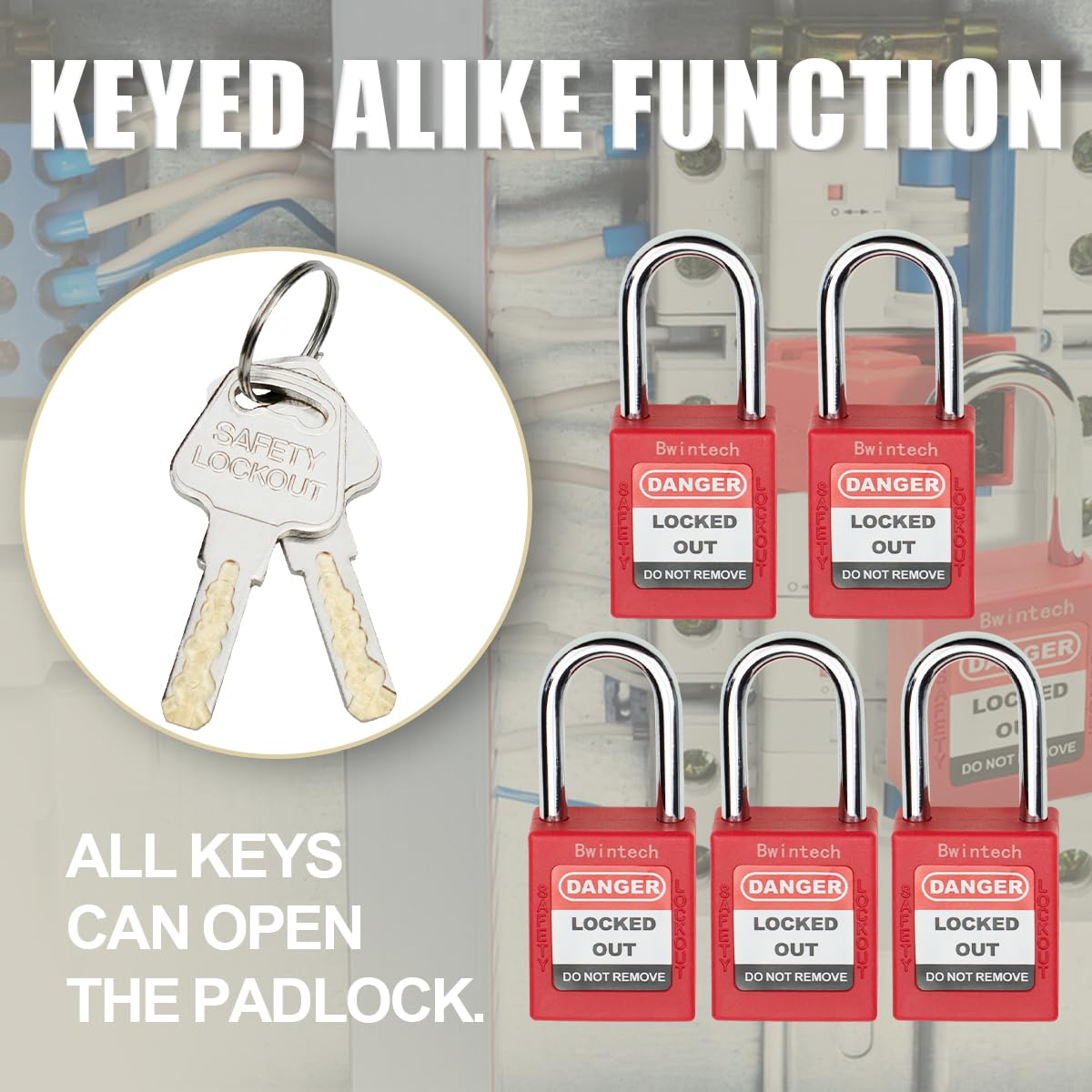 Bwintech 10 Pcs 38MM Keyed Different Dark Blue Safety Padlock Lockout Tagout Lock For Lock Out Tag Out Stations And Devices