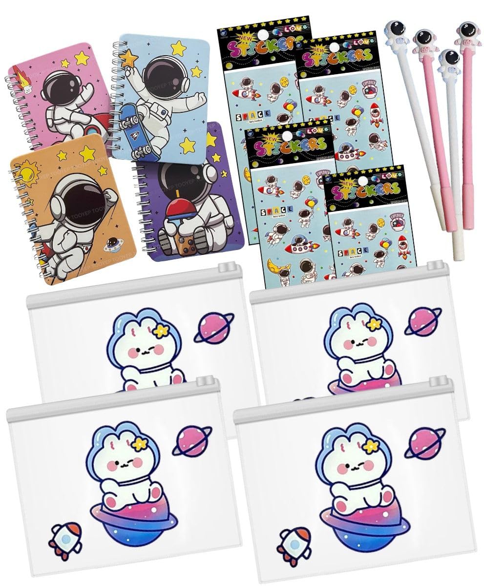 Le Delite 4 pack - Space Theme Stationery Gift Set Combo return gift for kids I 4 pc spiral mini diary,4 pc folder pouch, 4 pc pen & 4 pc Sticker (space folder combo return gift) (B0D3LS9RW5) Amazon Price History, Amazon Price Tracker