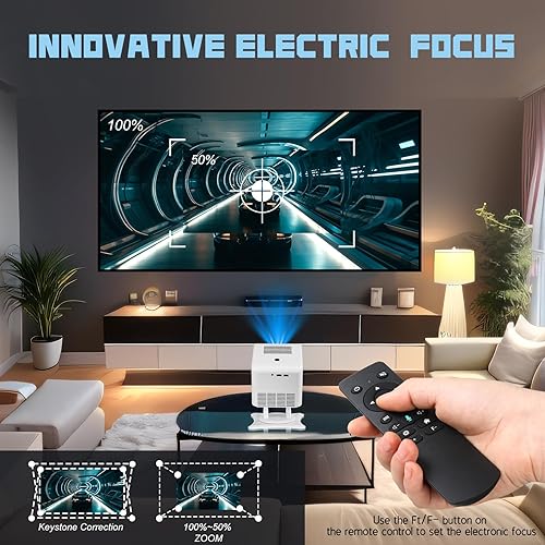 Miniatura 3 de Mini proyector con WiFi y Bluetooth, proyector de pared soporte ajustable de 360 y enfoque eléctrico y Keystone automático Actualización 2025