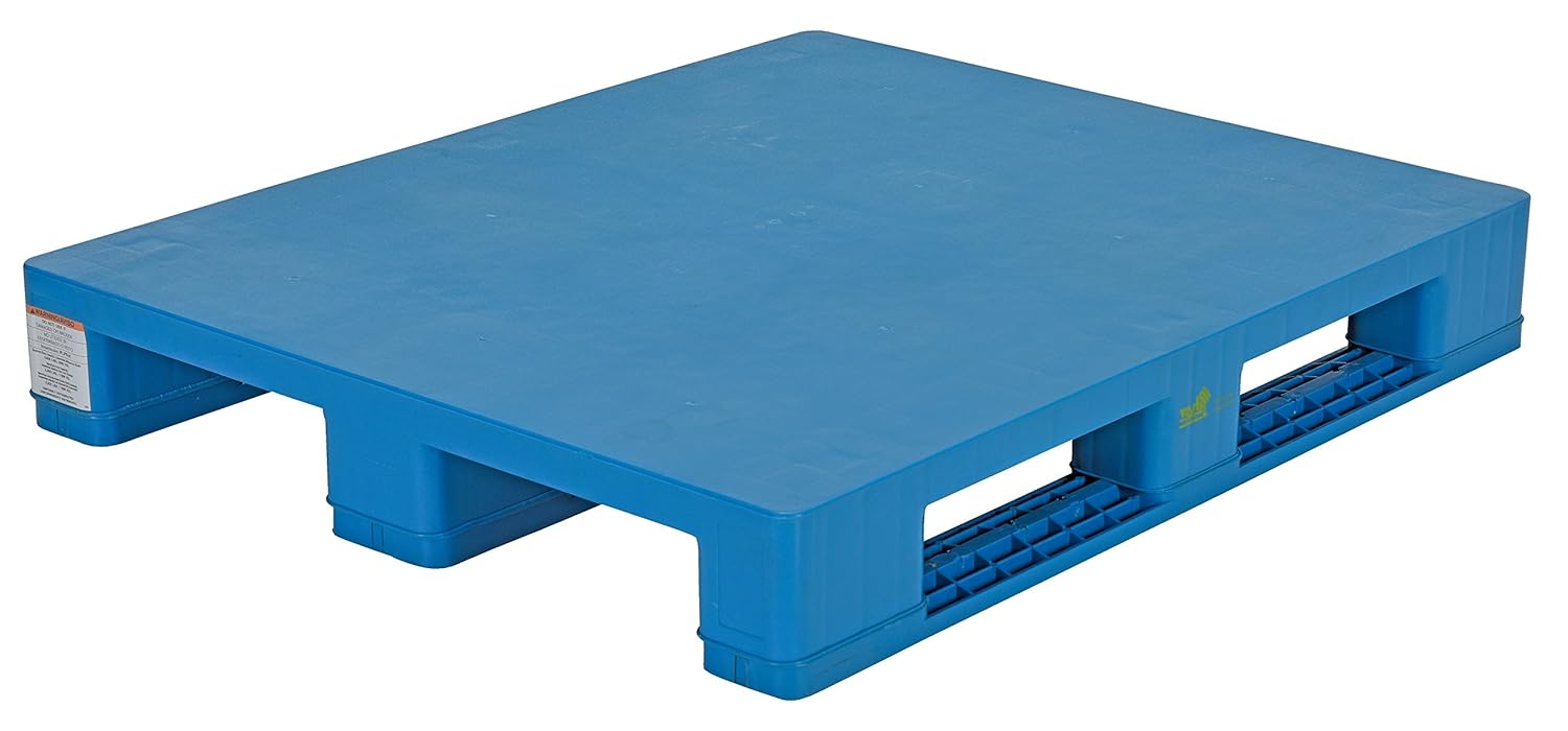 Vestil PLPS-H High Density Polyethylene Solid Top Rackable Pallet/Skid 39-1/4 In. x 47-1/8 In. x 6-1/2 In. 8,800 Lb. Floor Capacity Blue
