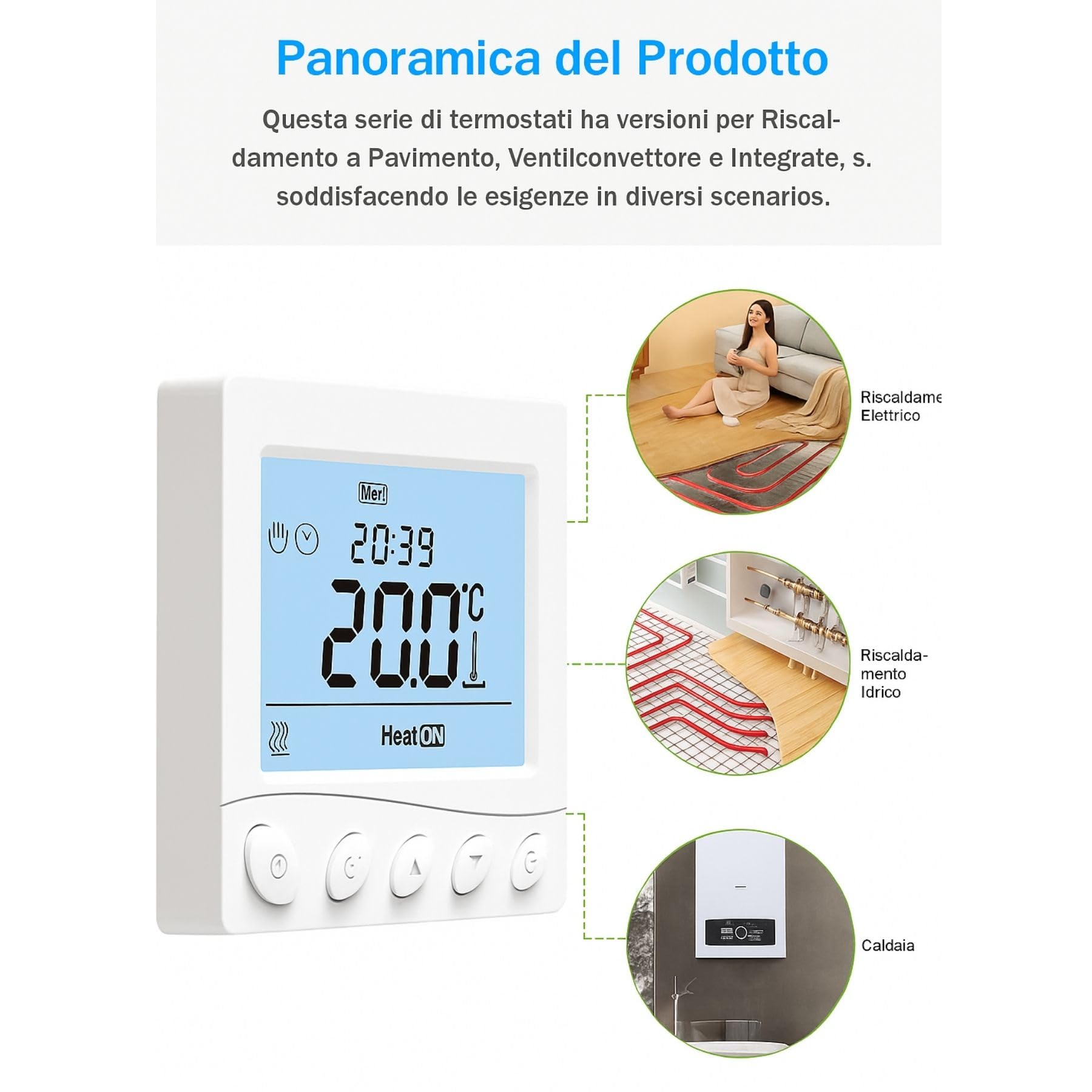 Termostato digital empotrable de 220 V, cronotermostato semanal con botones manuales, pantalla LCD retroiluminada, para caldera de gas, instalación empotrada, caja 502 o 86 x 86 mm