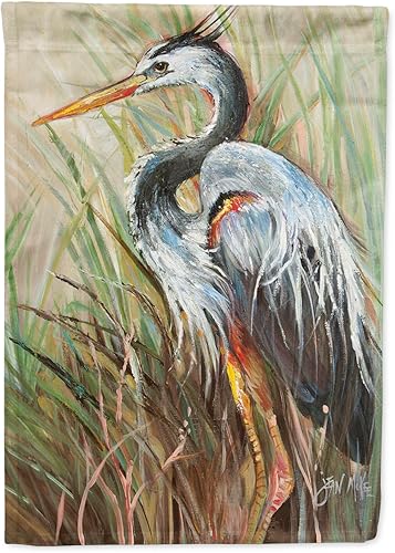 Caroline's Treasures JMK1149GF - Bandera decorativa para jardín con mirada al oeste, diseño de garza azul para patio exterior, jardín, jardín,