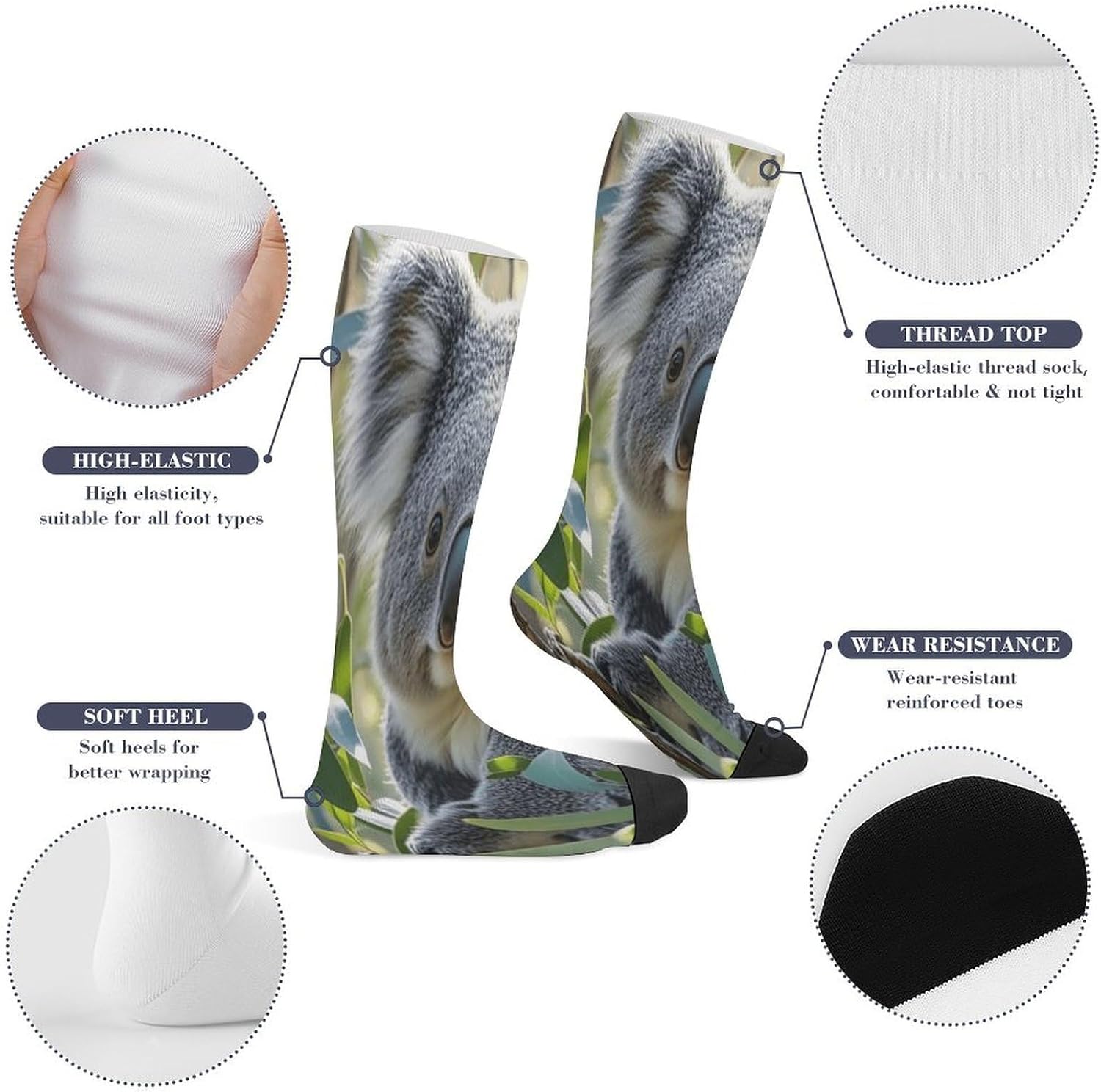 Koala And Butterfly Crew Socks Calf Socks Athletic Crew Sock