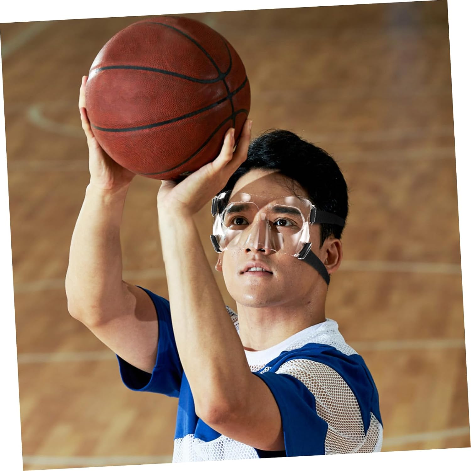 Adjustable Guard Face Mask for Basketball Soccer and Baseball Lightweight Protective Facial Guard for Broken Nose Versatile Fit for Youth and Adults