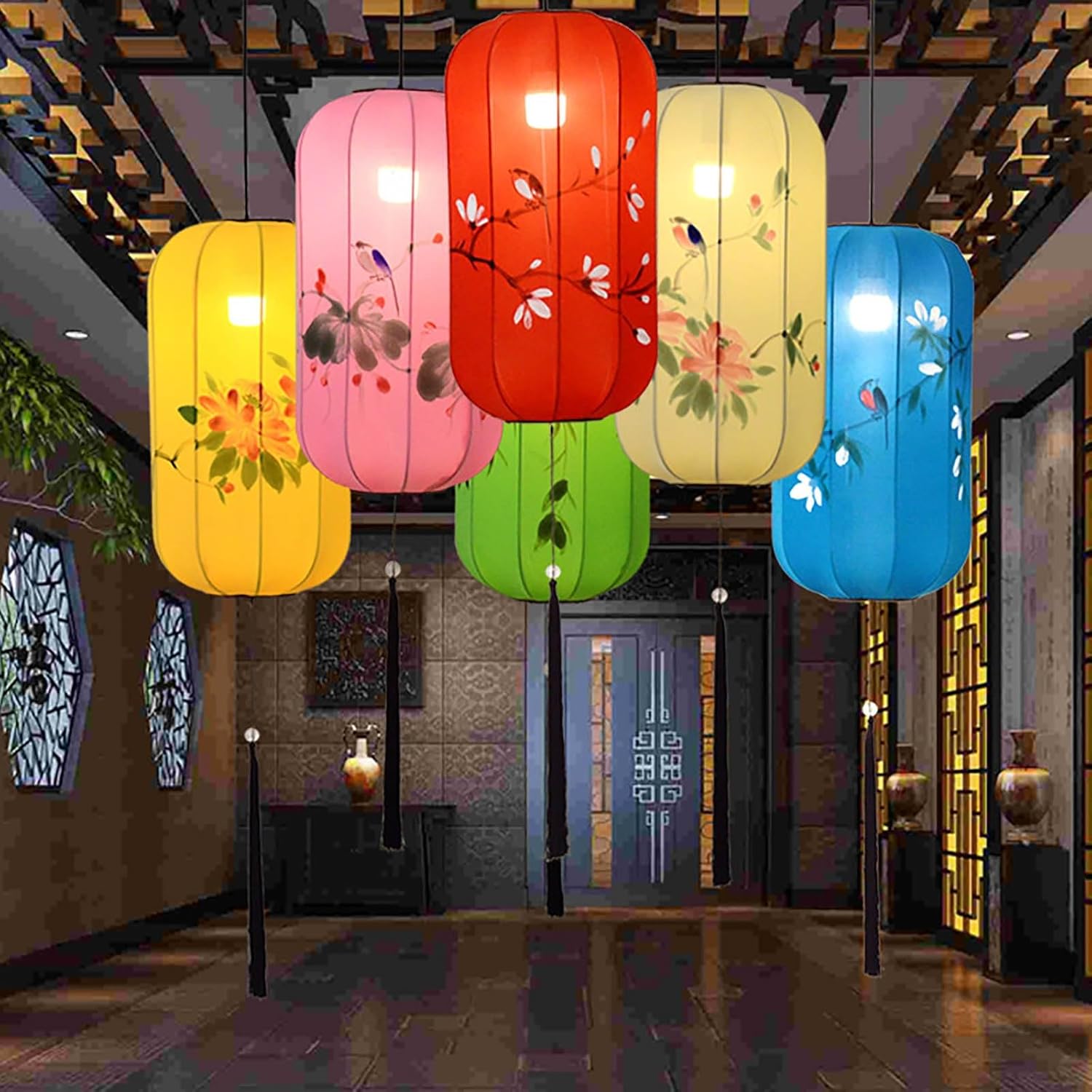 Indoor Red Lanterns, Colorful Chinese Celebration Lantern, Traditional Hanging Lamp Shade for New Year, Spring Festival(Green,80#)