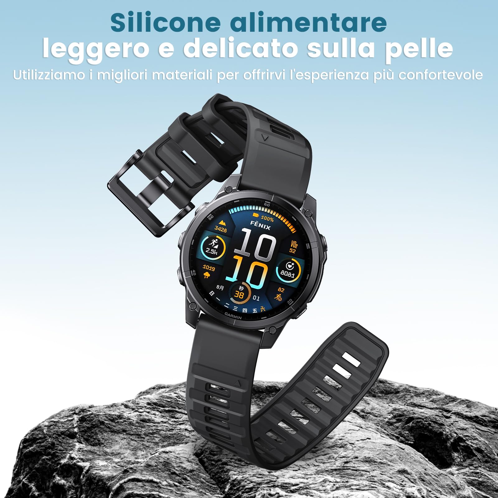 ANBEST Cinturino per Garmin Fenix 8 51mm/7X/7X Pro/6X/6X Pro, Cinturino 26mm Quick-fit Silicone per Fenix 5X/5X Plus/3/3 HR/Epix Pro 51mm/Descent MK1/MK 2/Enduro/2