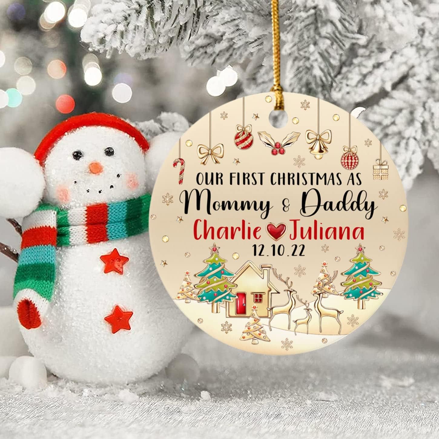 1st Xmas As Daddy &amp; Mommy オーナメント 新米のお父さんへのギフト 新米ママの最初のクリスマス パー