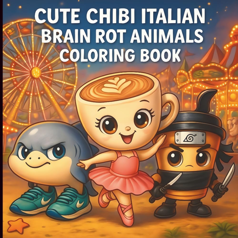 Cute Chibi Italian Brain Rot Animals Coloring Book: Adorable Characters for Kids, Teens & Adults