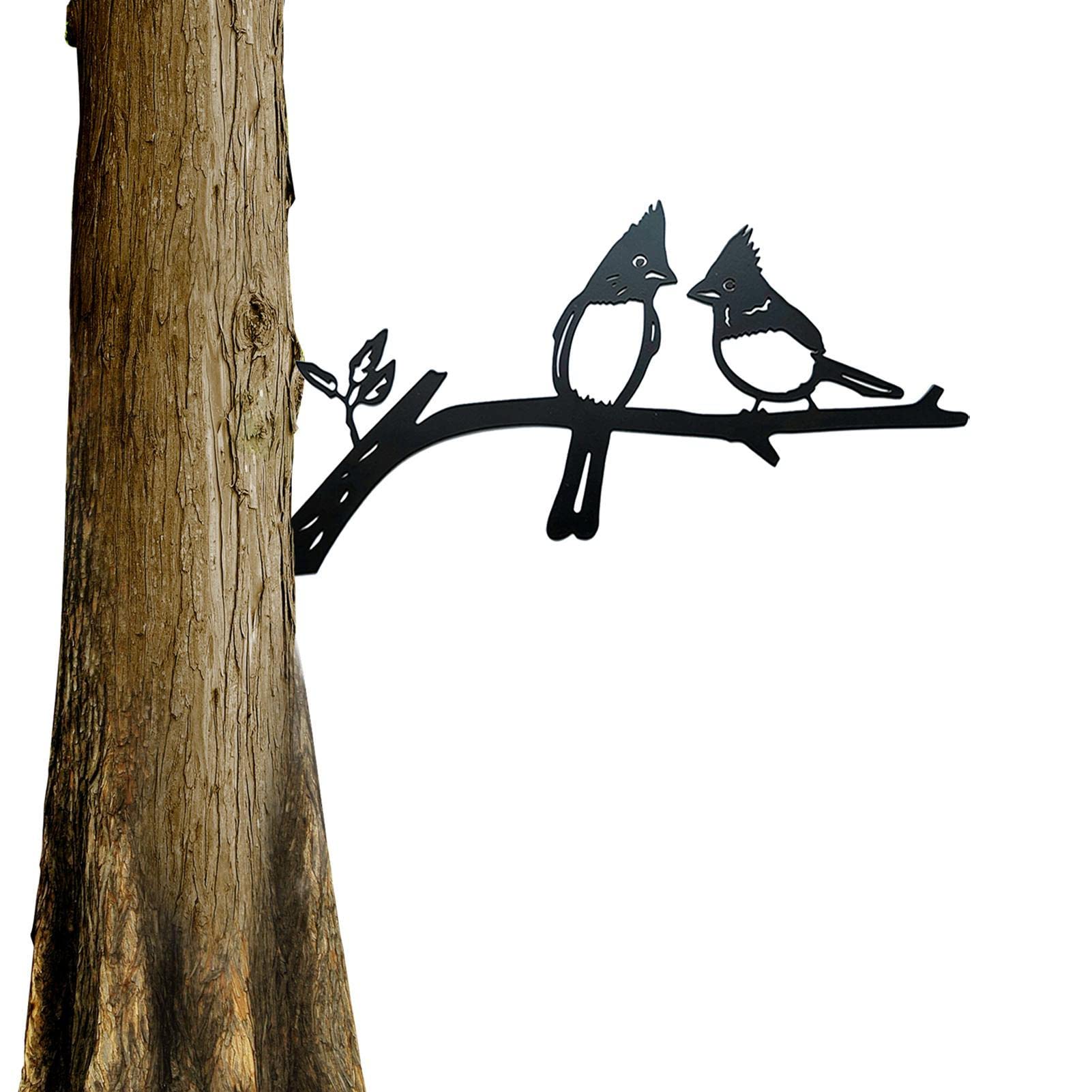 Metal Bird, 2 Birds Metal Tree Art Bird, Metal Stake Yard Art, Art Abstract Tree Minimalism Cardinal Stake For Garden Wall, Metal Bird Ornament on Tree Branch