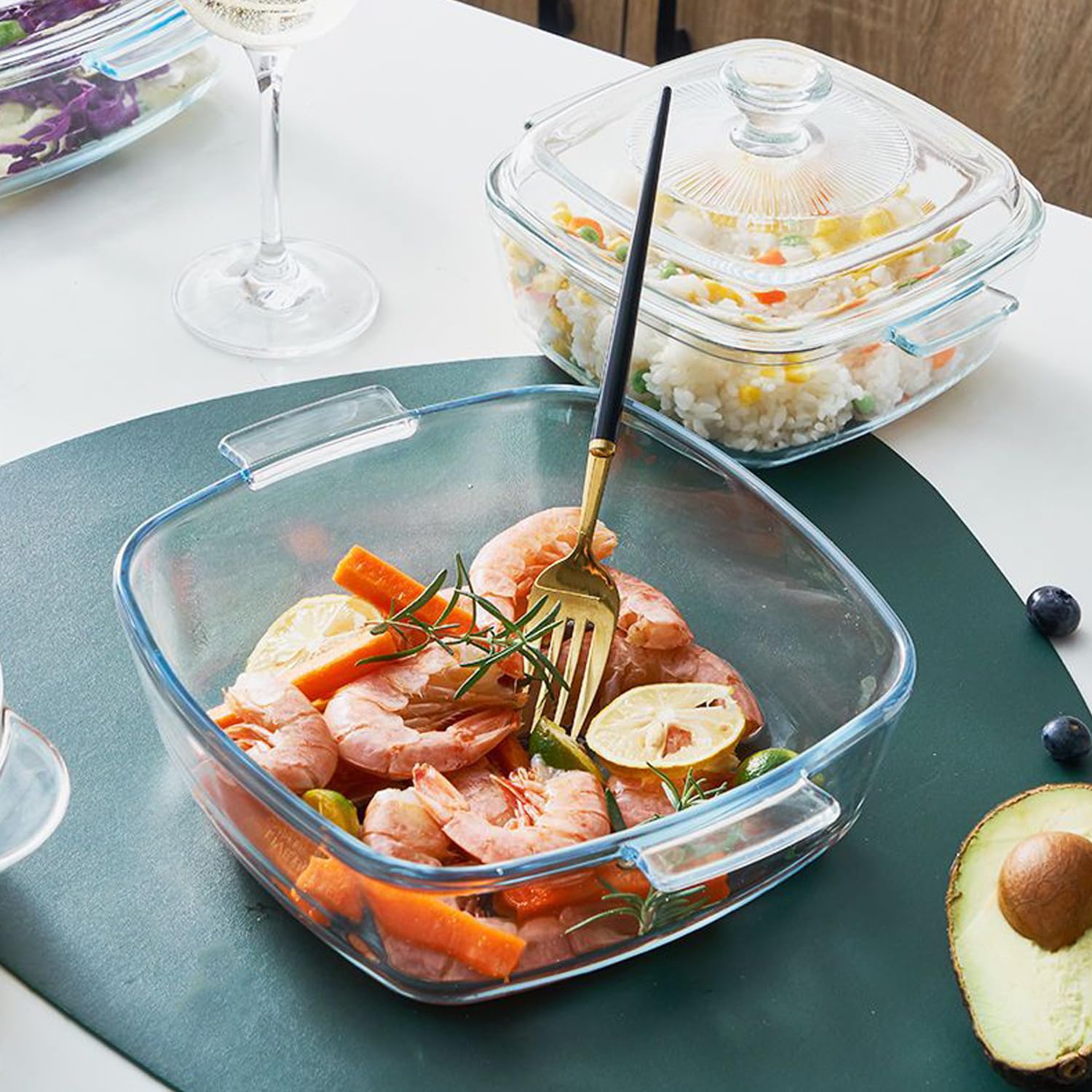 1,2 L Kasserolle Aus Hartglas – Mit Deckel, Ofen- & Mikrowellengeeignet, Quadratisch