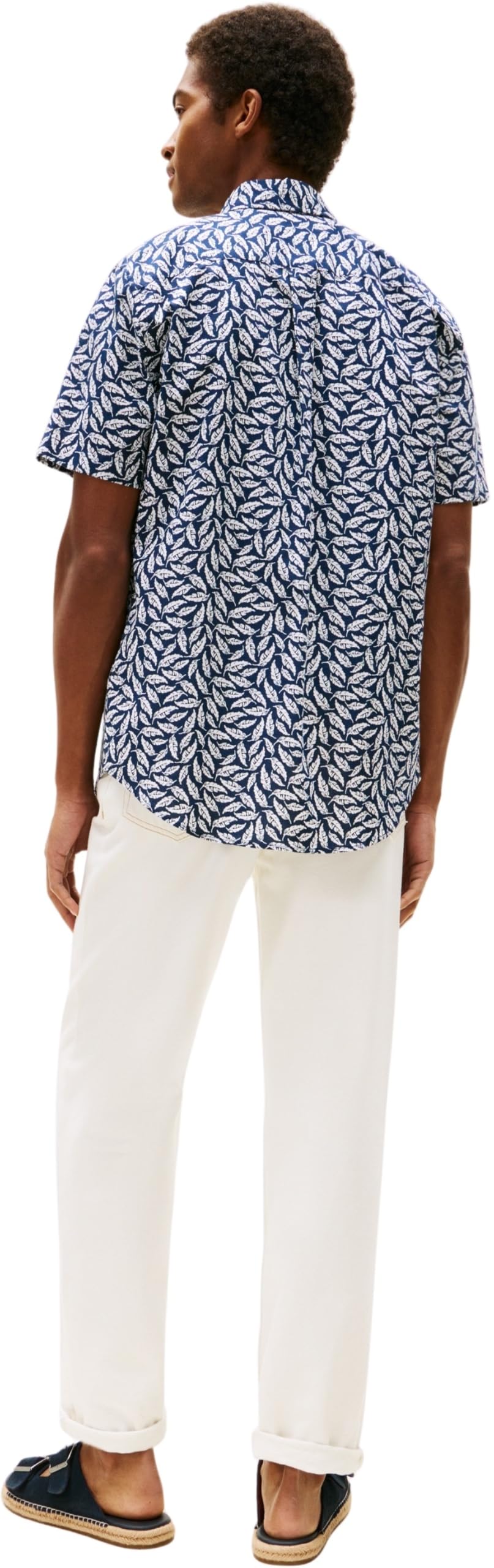 Tommy Hilfiger Herren Hemd Linen Blend Print Kurzarm