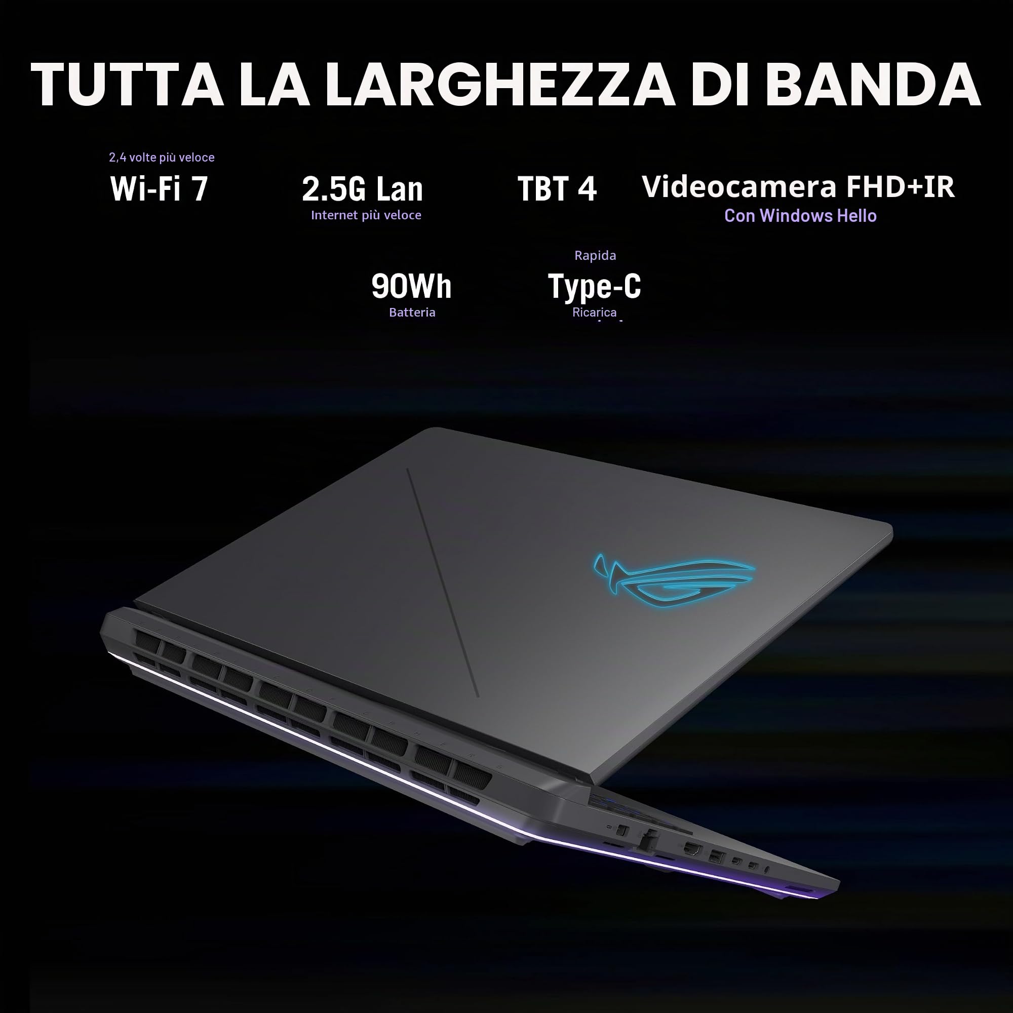 ASUS ROG Strix G16 (2025) Computer portatile da gioco, 16" ROG Nebula Display 16:10 2.5K 240Hz/3ms, NVIDIA GeForce RTX 5070 Laptop GPU, Intel Core Ultra 9 275HX, 32GB DDR5, 2TB Gen 4 SSD, Wi-Fi 7