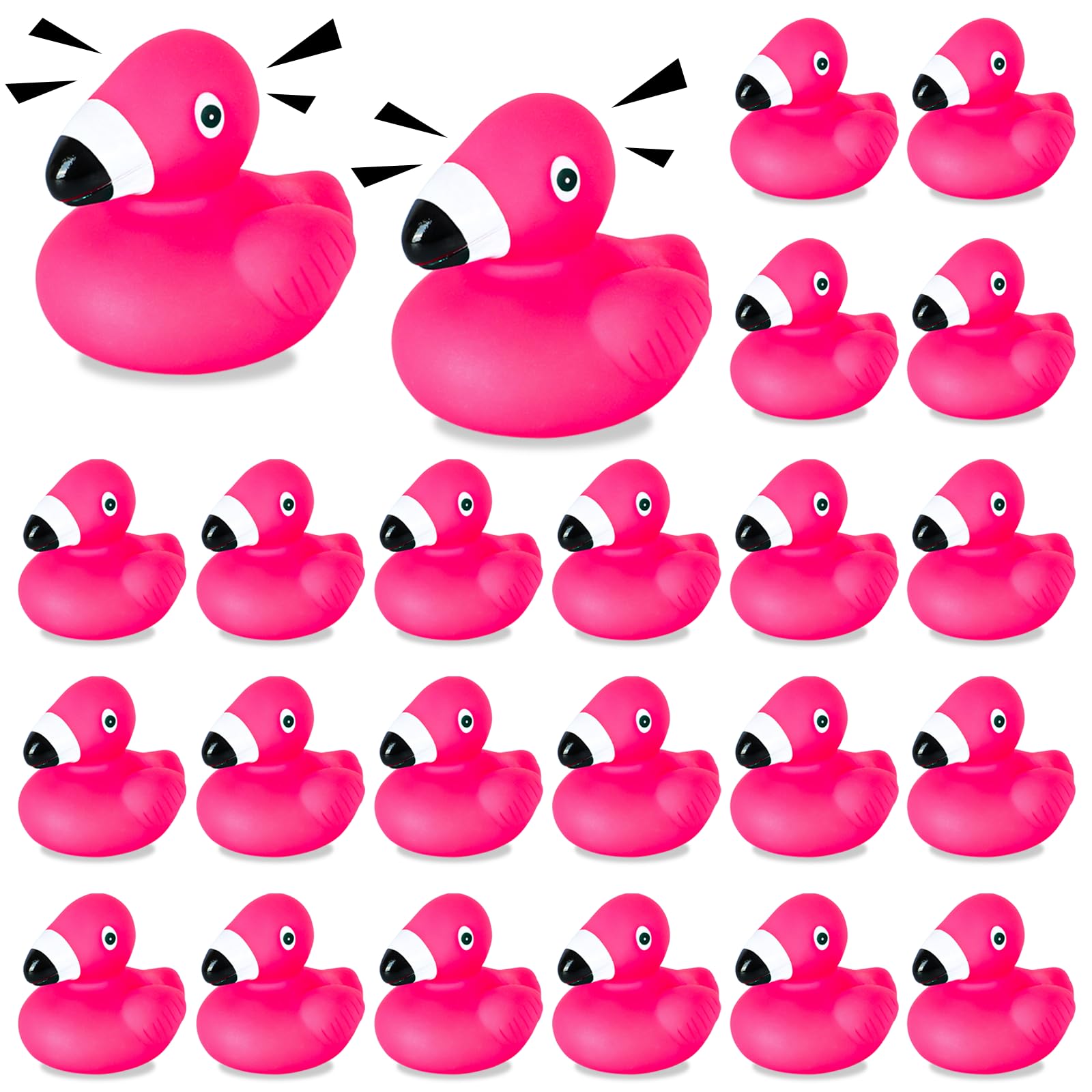 24 Pcs Flamingo Rubber Ducks,Cruise Ducks,Rubber Ducks in Bulk,Pink Flamingo Ducks Floating Squeaky Mini Ducks for Party Favors,Car Dashboard