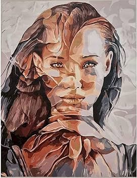 抽象的な女性像 絵画 木製フレーム Amazon | 数字による人物画ユニークなギフト絵の描画抽象的な女性