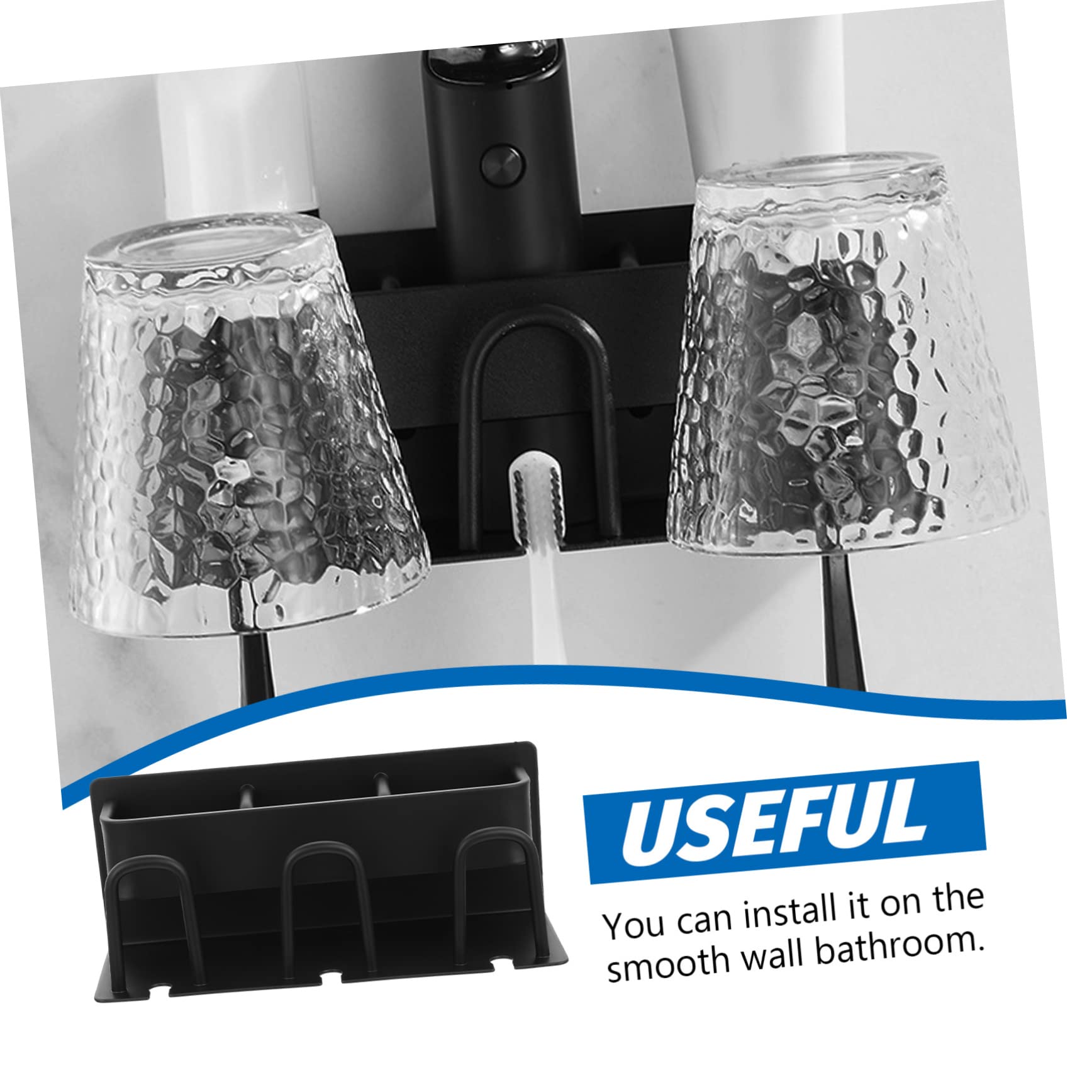 Hohopeti Porta Spazzolino da Denti Drenaggio Integrato da Parete in Alluminio Nero per Asciugare Naturalmente Spazzolini e Bicchieri, per Bagno e Cucina