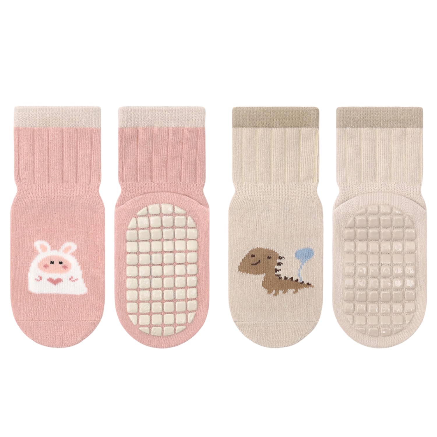 Chaussettes Antidérapantes Bébé, Chaussettes Bébé Coton,Convient Aux 1-3ans Garçons Et Aux Filles, 2 Paires
