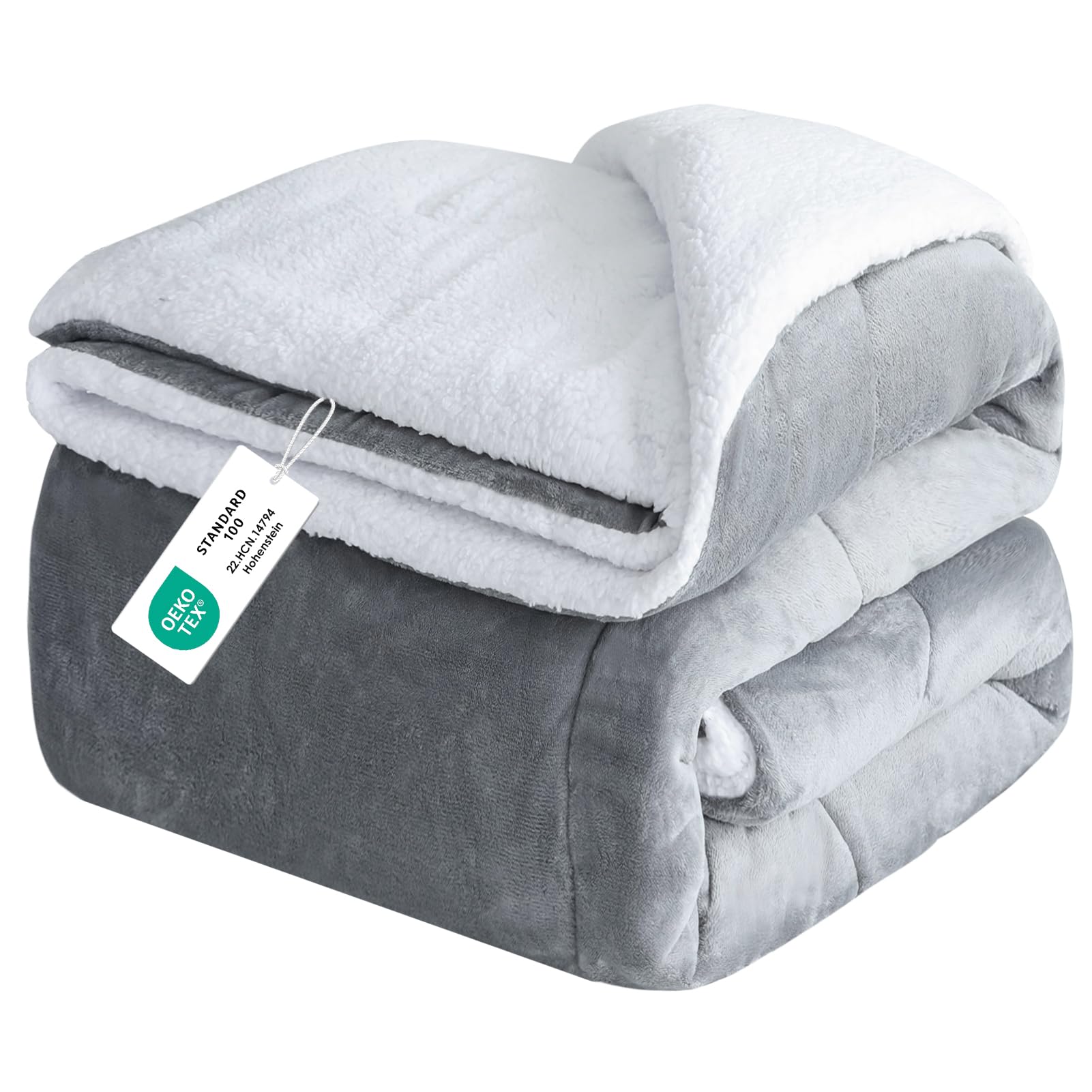 CHOSHOME Couverture Polaire 220X240CM Gris, Couverture en Flanelle épaisse Couche et Confortable, Couverture Polaire Haute Qualité en Microfibre adaptée aux canapés et aux Lits Chaud Épais Durable