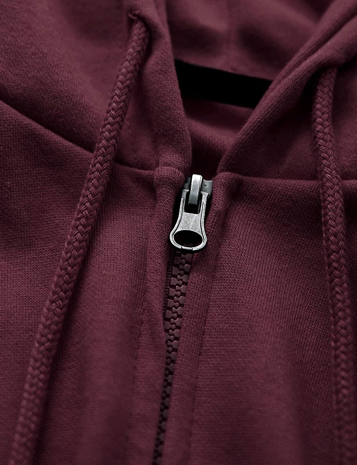Ohoo Mens Slim Fit Lightweight Zip Up Hoodie with Pockets Long Sleeve Full-Zip Hooded Sweatshirt Small Dcf136-darkburgundy (Inside Pocket)