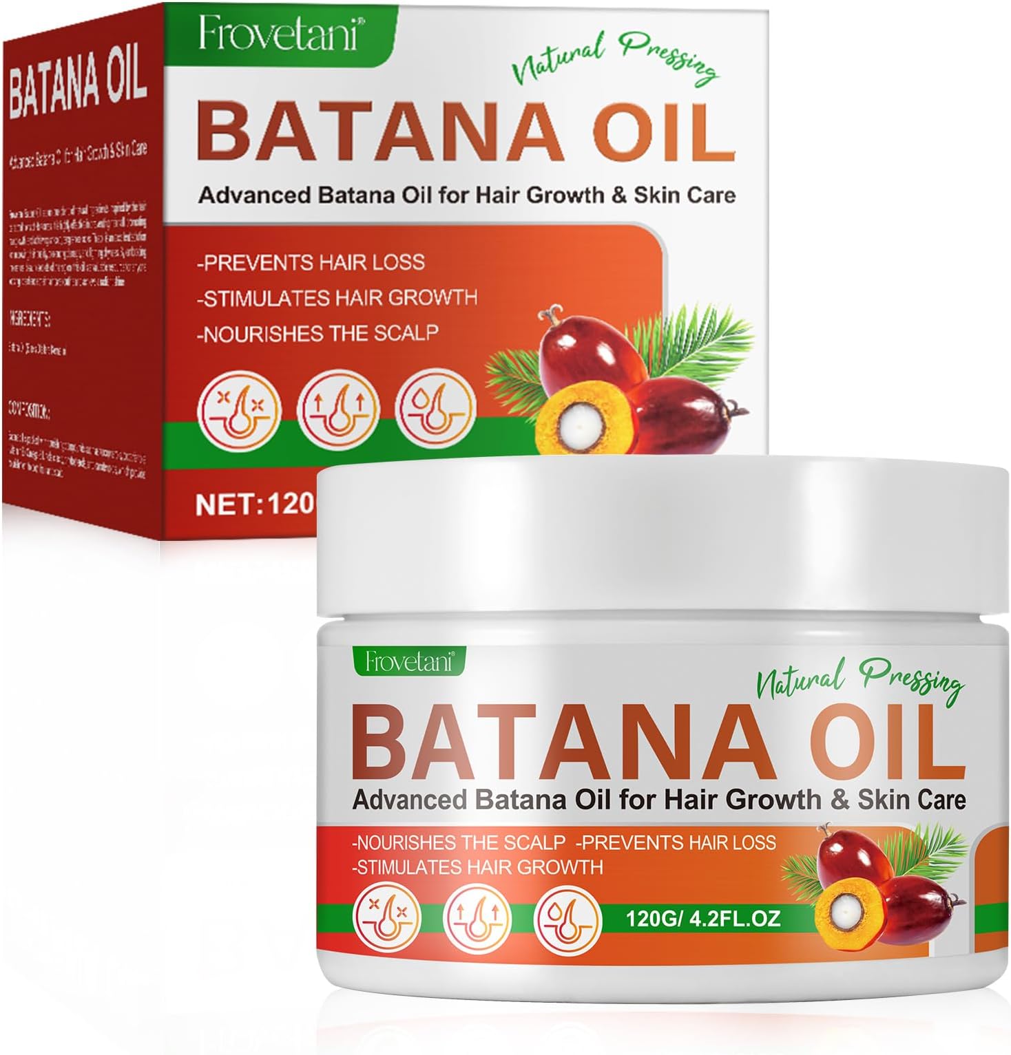 Batana Oil for Hair Growth, Pure Natural Organic Oil to Prevent Hair Loss, Increase Shine, and Promote Thickness for Men & Women - 4.2 OZ