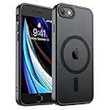 Magnetic for iPhone SE Case 2022 (3rd)/2020 (2nd), iPhone 8 Case (Compatible with MagSafe) (Military Grade Drop Protection) Translucent Matte Phone Cover,Black