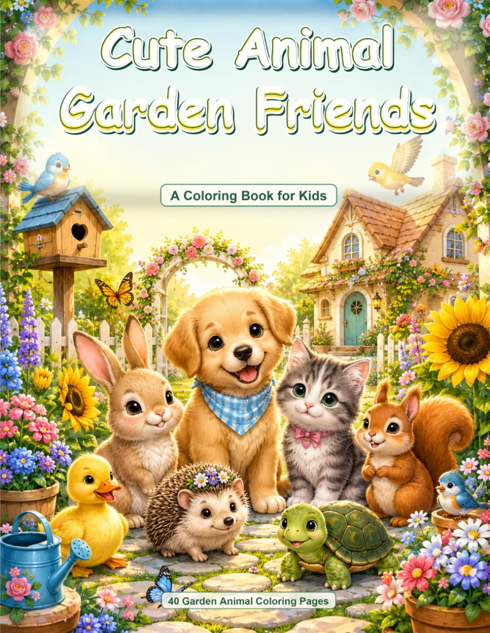 Cute Animal Garden Friends: A Coloring Book for Kids