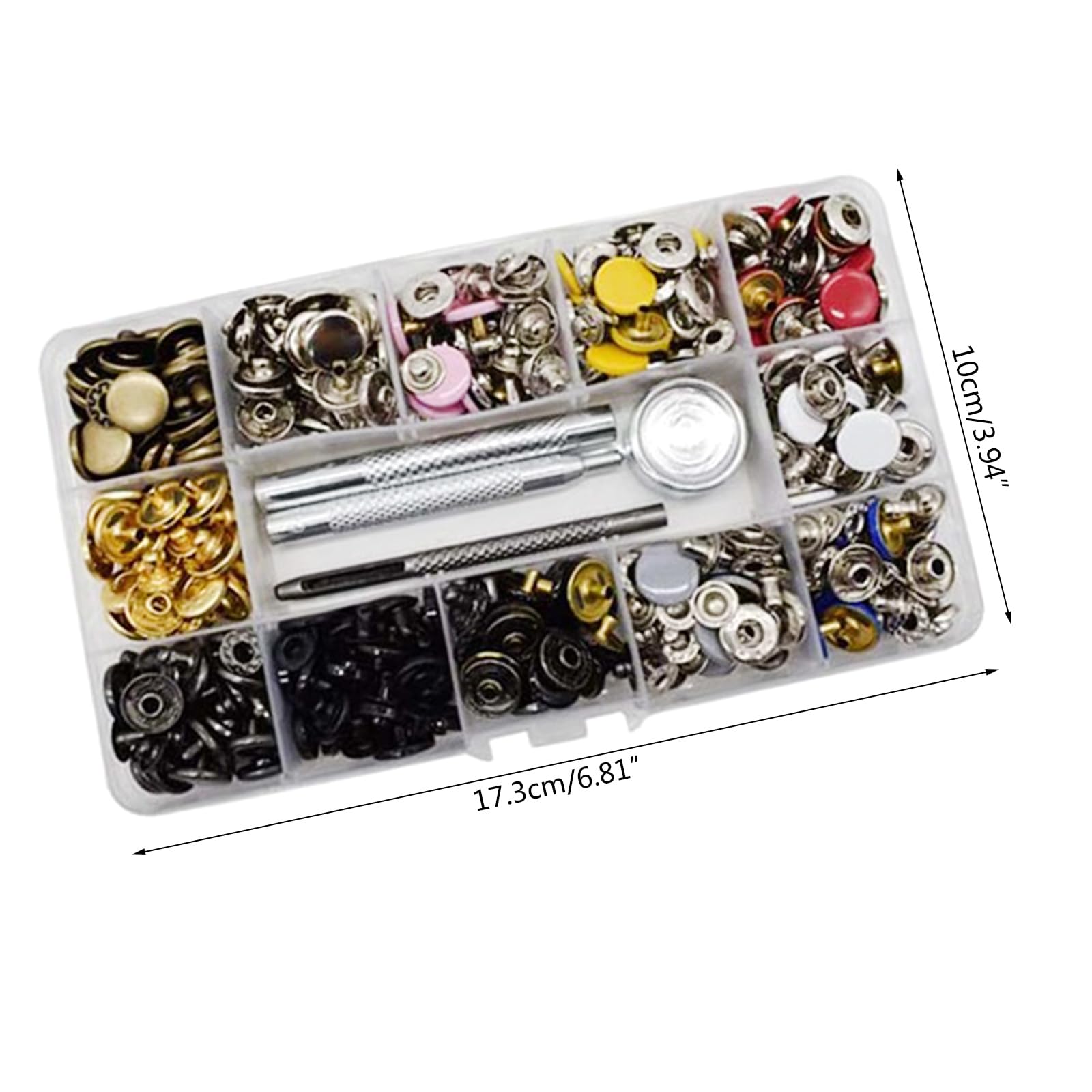Kit di bottoni a pressione da 12,5 mm, senza bisogno di cucire, bottoni a pressione in metallo rimovibili, bottoni decorativi per vestiti in pelle da 12,5 mm, bottoni a pressione in metallo per