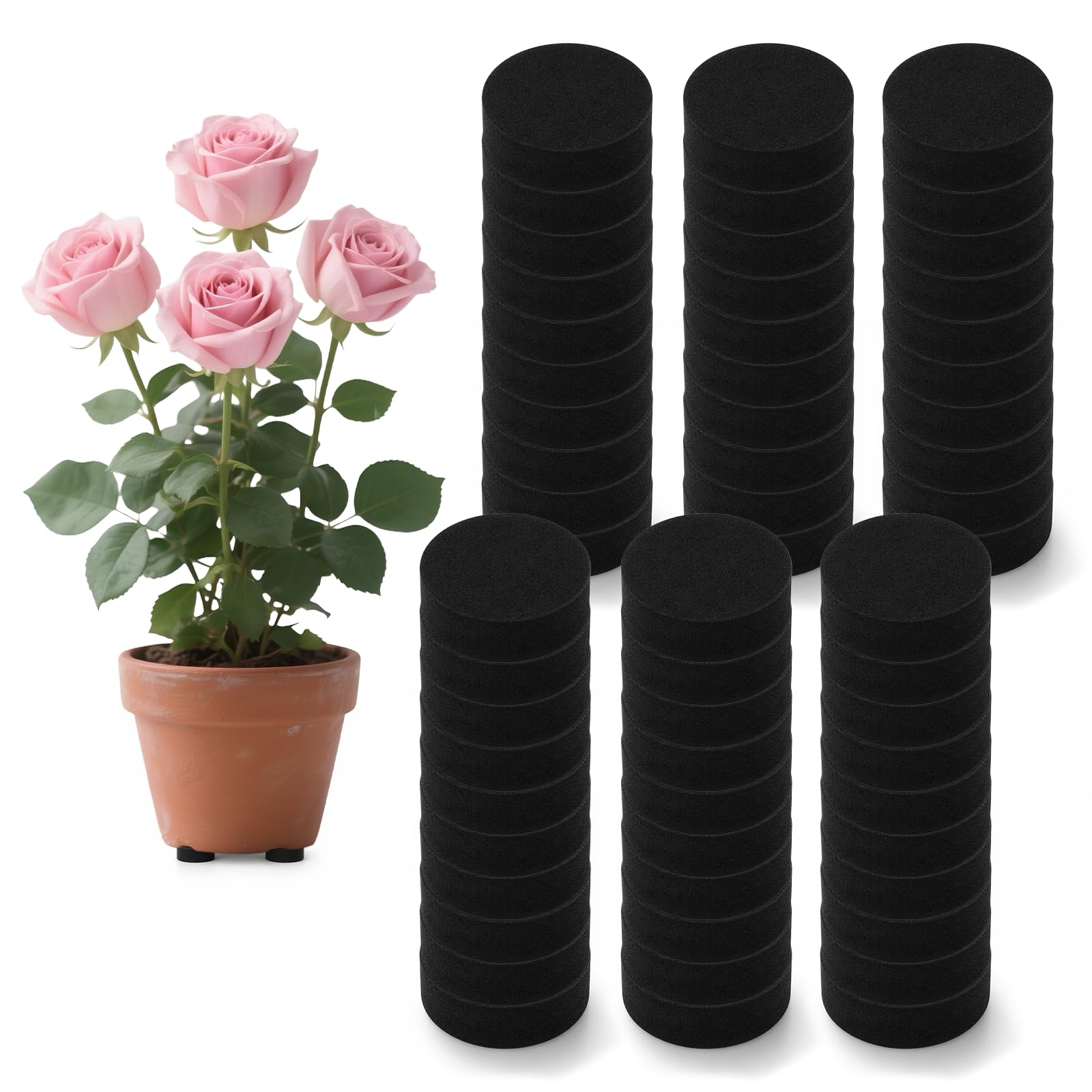 Elovara 60 PCS EVA Foam Plant Pot Feet with Strong Self Adhesive Pads