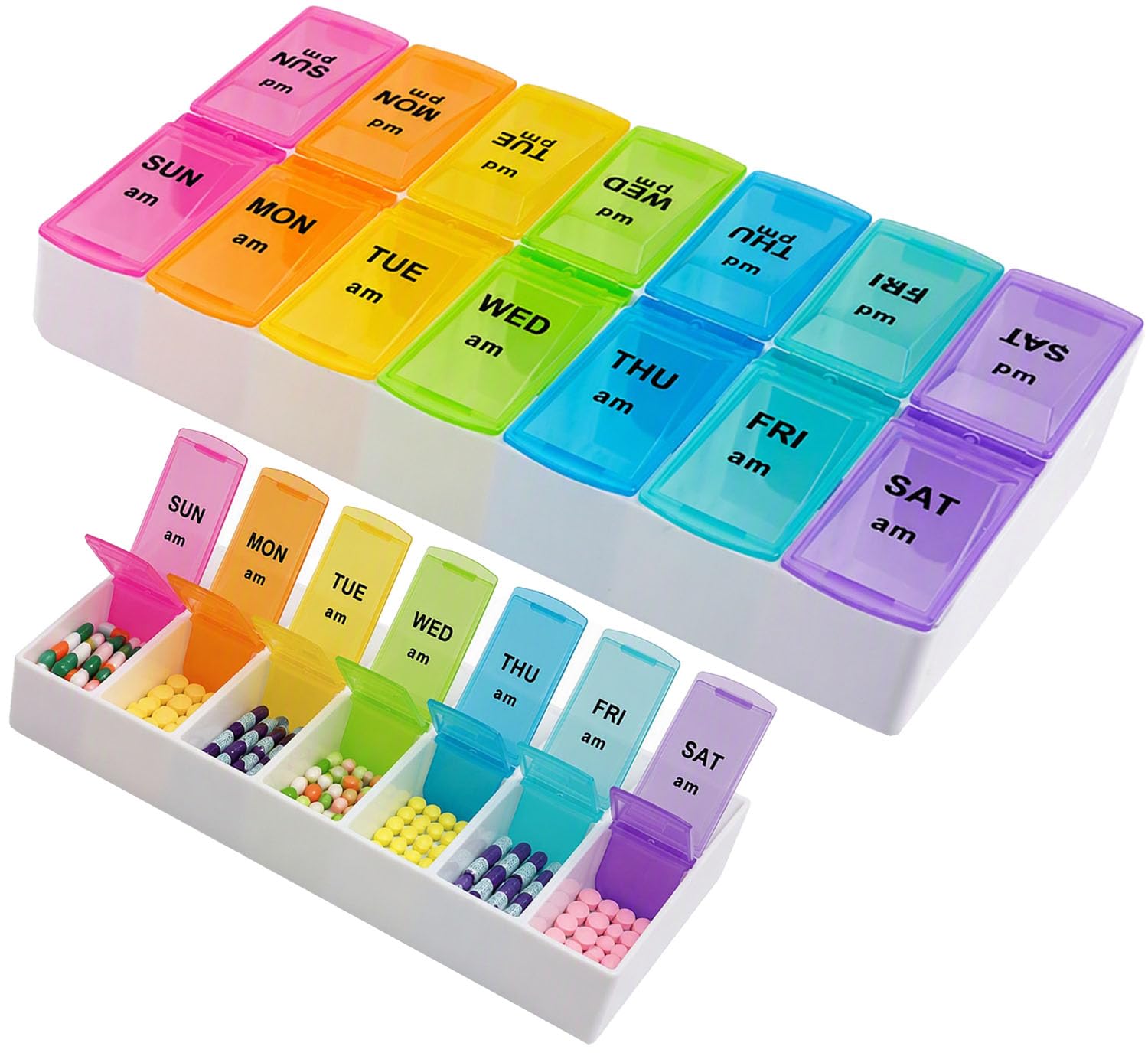 FunBlast Pill Box for Medicine - Weekly Pill Organizer 2-Times-A-Day, Portable 7 Day Pill Box Case with Separate Compartments to Hold Medication, Vitamins Capsules, Medicine Organizer Box-image-22