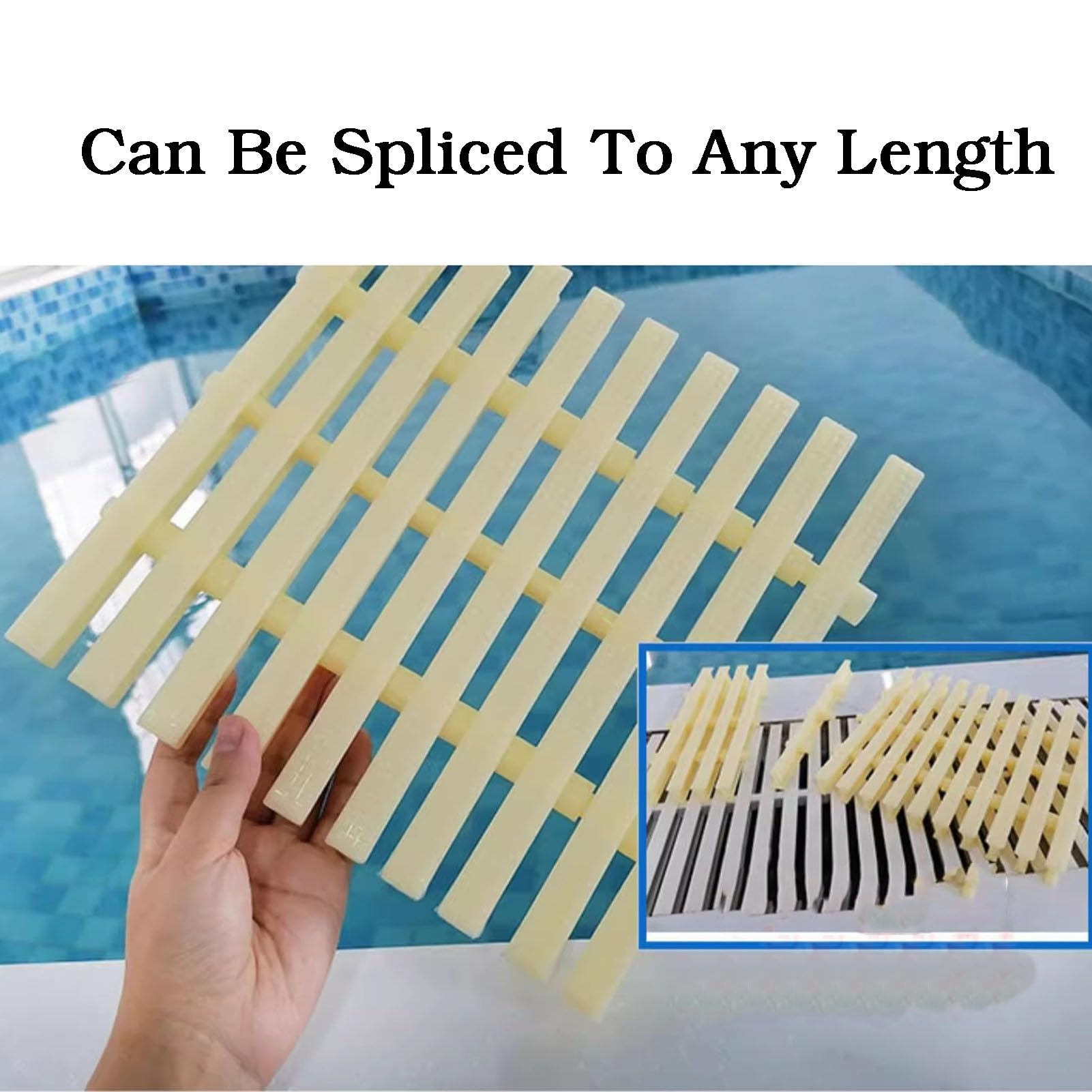 Tira De Rejilla De Desbordamiento De Plástico Empalmable,Rejilla De Desbordamiento De Plástico De PVC,Para Pasarela, Balcón, Piscina, Cubierta, Entrada(20x100cm-10 pieces)