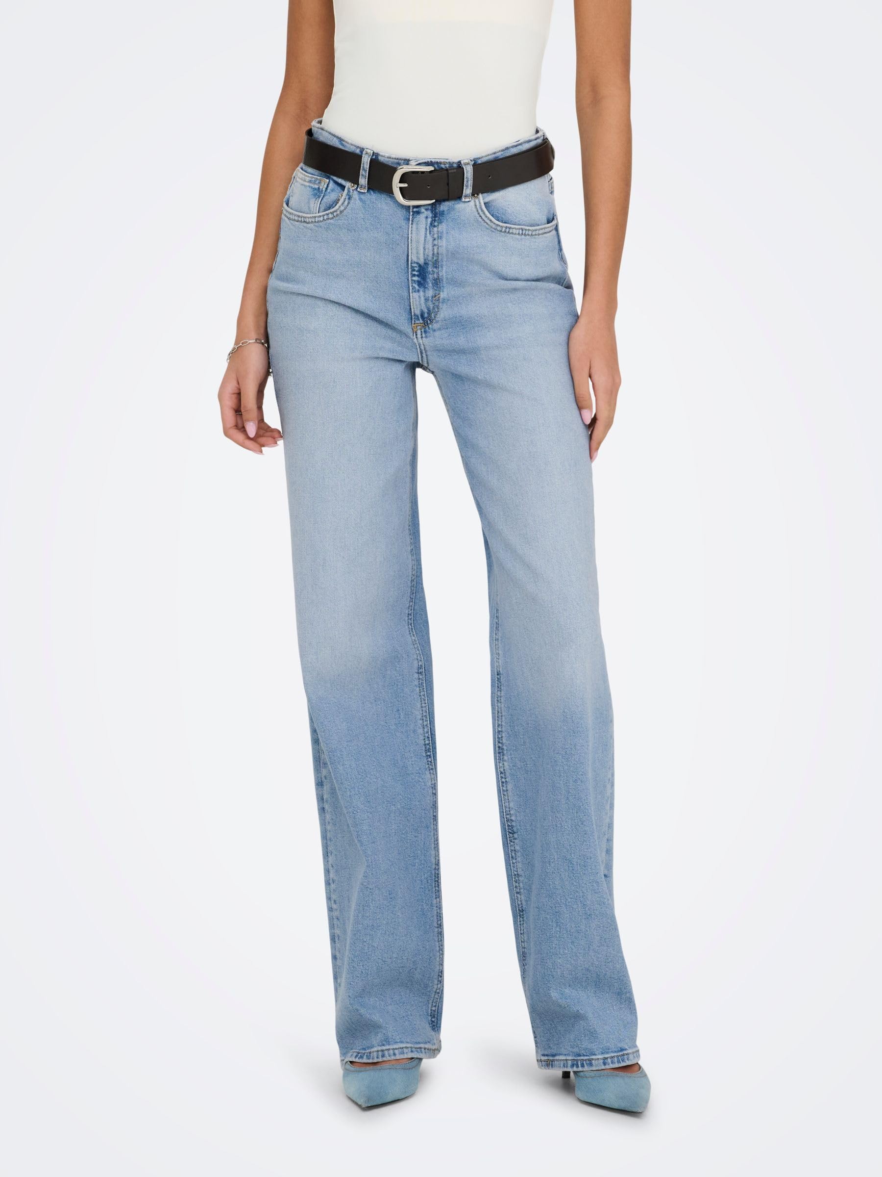 ONLY Jean à Coupe Large ONLJUICY Taille Haute Wide Leg Fit Jeans