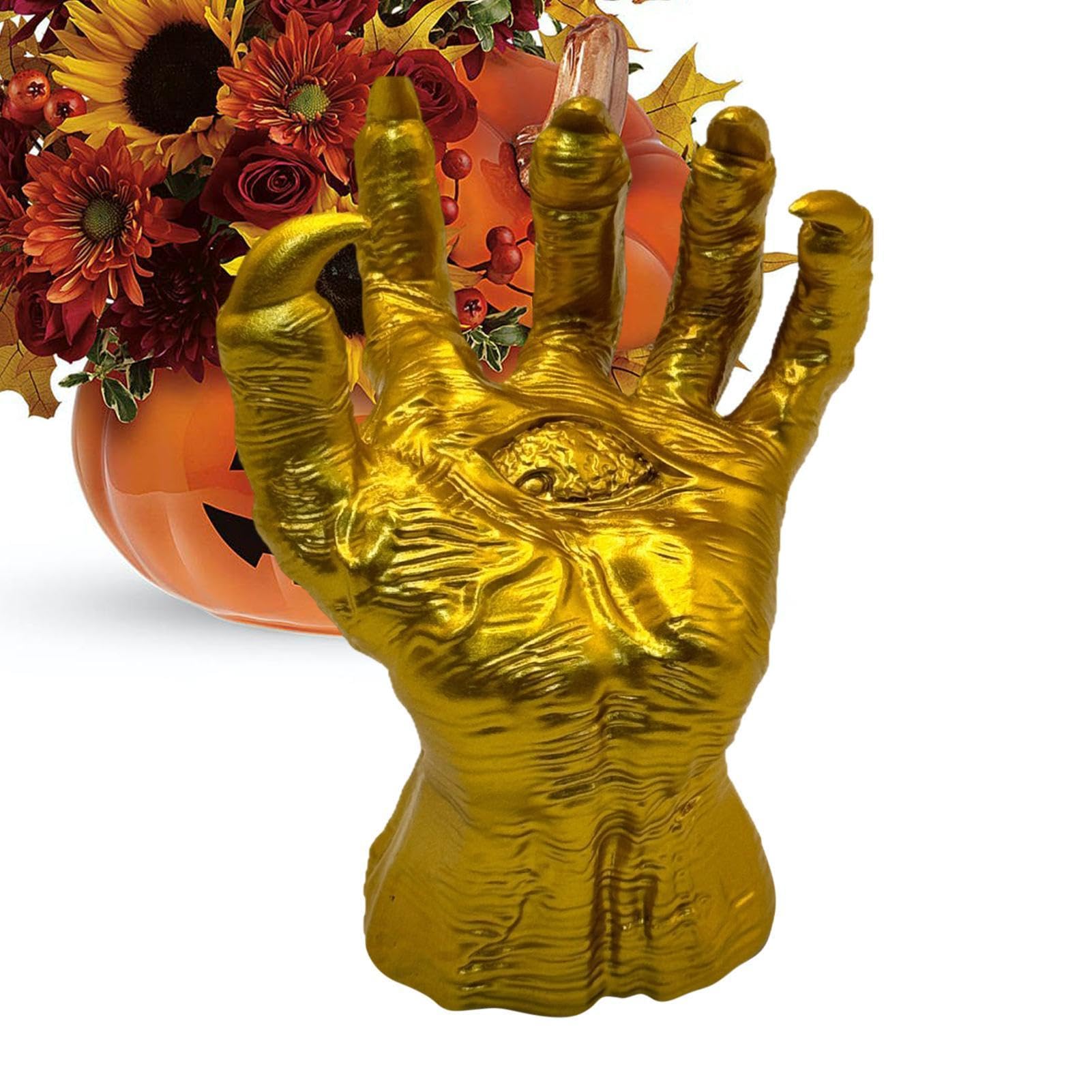 Decoraciones de manos de Halloween y escultura de resina gótica para estante y hogar