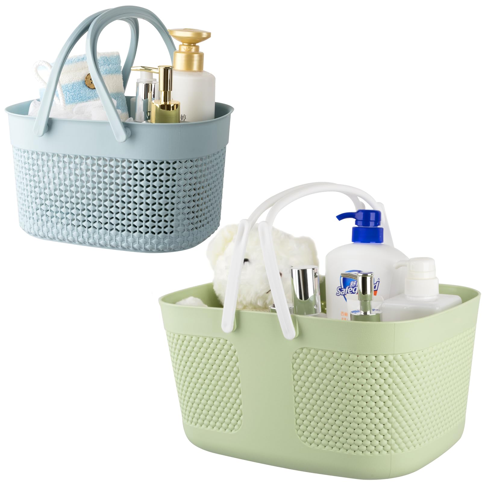 rejomiik Portable Shower Caddy Basket Plastic Cleaning Caddy Organizer Storage Tote with Handle for Bathroom College Dorm Room
