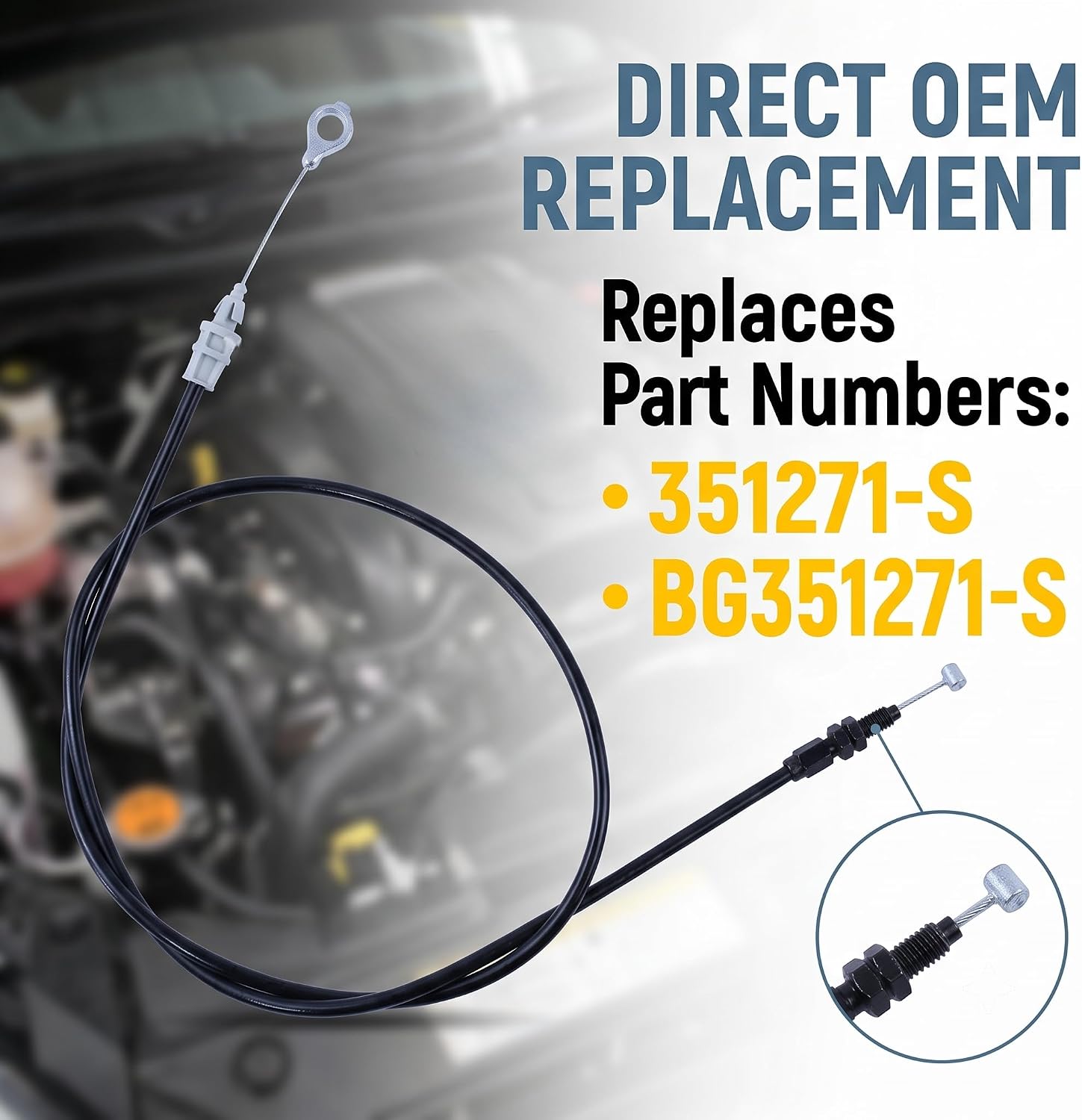 Left Speed Control Cable Compatible with Billy Goat 351271-S | Fits OS900SPH OS901SPH OS900SPS OS901SPS series, Replaces BG351271-S, Heavy-duty core prevents slippage during overseeding
