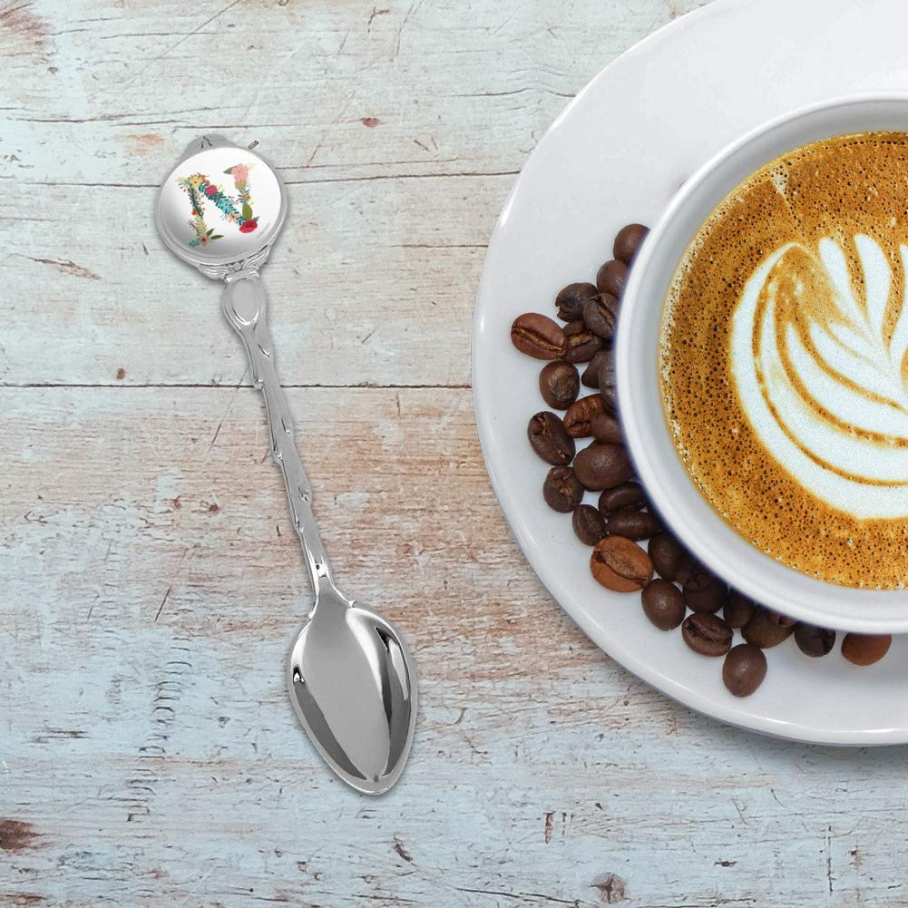 Letter N Floral Monogram Initial Novelty Collectible Demitasse Tea Coffee Spoon