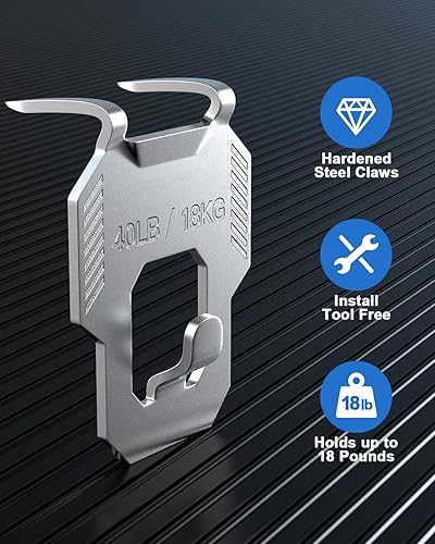 Miniatura 5 de LZC 20 ganchos para colgar cuadros de yeso con garra ganchos de pared para colgar fotos, espejo, kit de póster de fotos, sin daños, colgador de