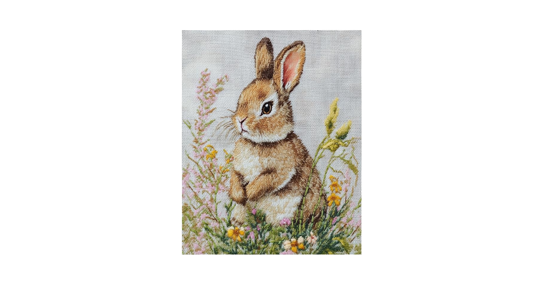 Amazon | 刺繍クロスステッチキット，花とウサギ-40x50cm11CT