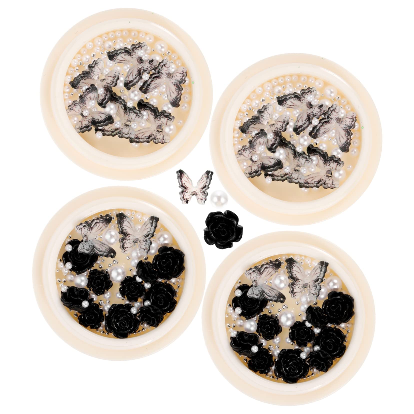 4 Set Decorazione Floreale Per Unghie Decorazioni Unghie Decorazioni Per Unghie - Accessori Per Nail Art Adesivo Perle Per Unghie Forniture Per Unghie Resina 4 Scatole*4