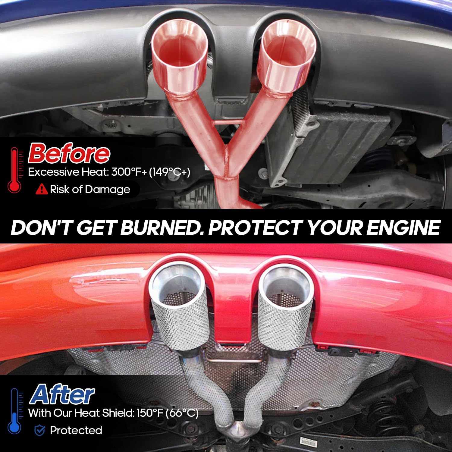 Exhaust Heat Shield Automotive, 24" x 120" Heavy Duty Aluminum Heat Shield with Zip Ties & Scissors, 0.5mm Flexible Car Heat Shield for Muffler, Pipe, Underbody, Up to 1022°F