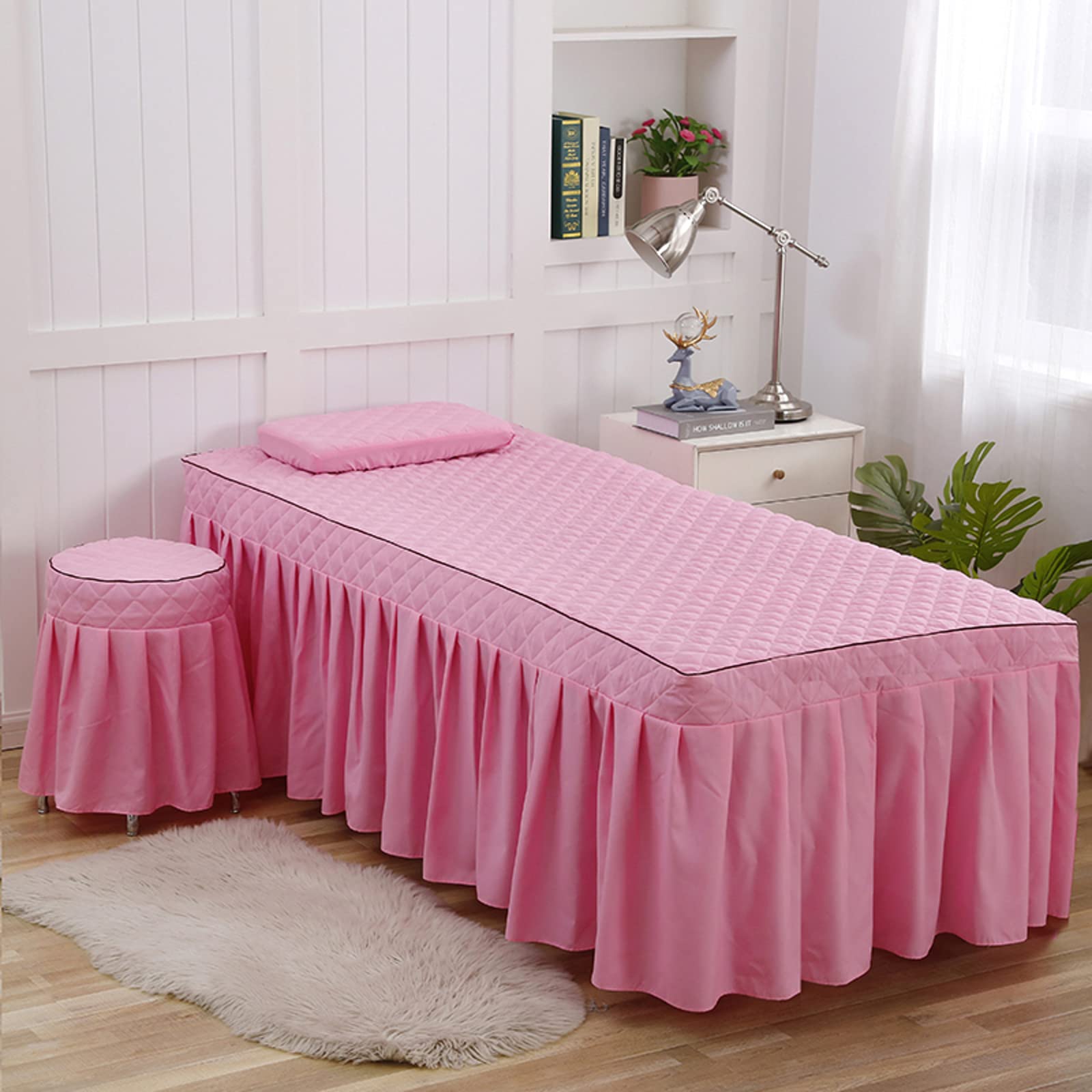 Bawełniany pokrowiec na łóżko kosmetyczne na stół do masażu spa, czysty kolor, plisowany, zmywalny pokrowiec z otworem na twarz, 70 x 190 cm