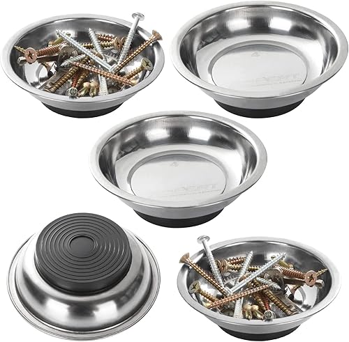 Paquete de 5 bandejas magnéticas de 4.3 pulgadas, bandeja magnética de acero inoxidable para herramientas magnéticas de 45 pulgadas de profundidad,
