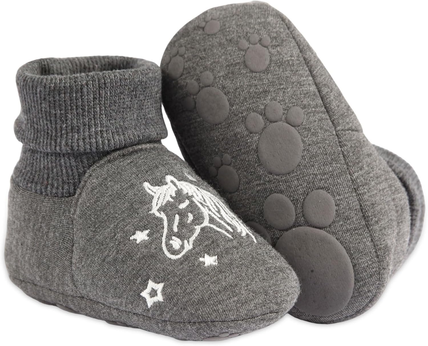 Newborn Infant Baby Cotton Booties Non-Slip Sole for Toddler Boys Girls Winter Warm Stay On Socks Shoes Unisex First Walkers Ankle Crib Slippers Shoes 3-6,6-12,12-18 Months