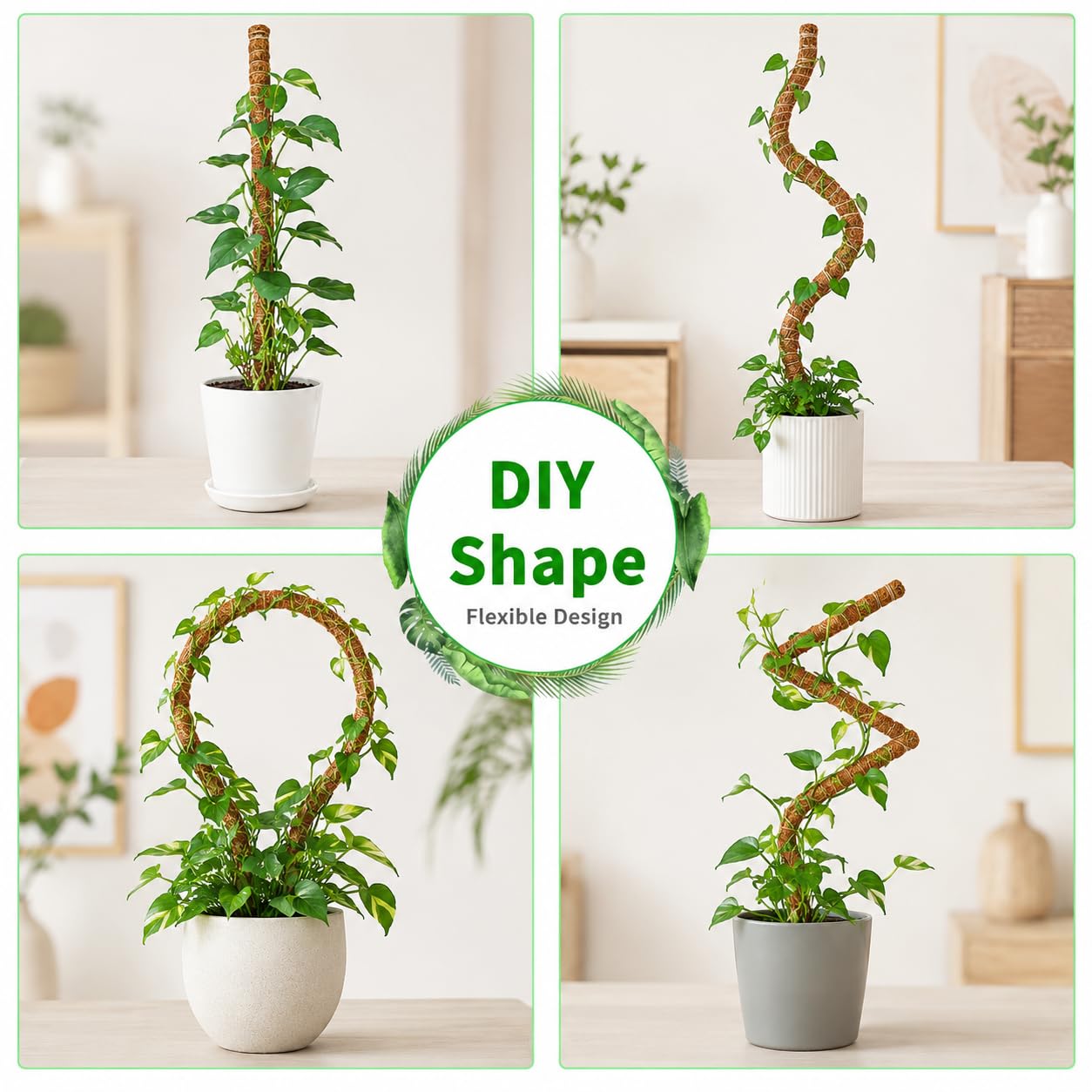 Moosstange, 71,1 cm, Moosstangen für Pflanzen, Monstera, biegbare Pflanzenstützpfähle für Kletterpflanzen im Innenbereich, Garten-Rankgitter für Topfpflanzen, Pothos, 2 Stück