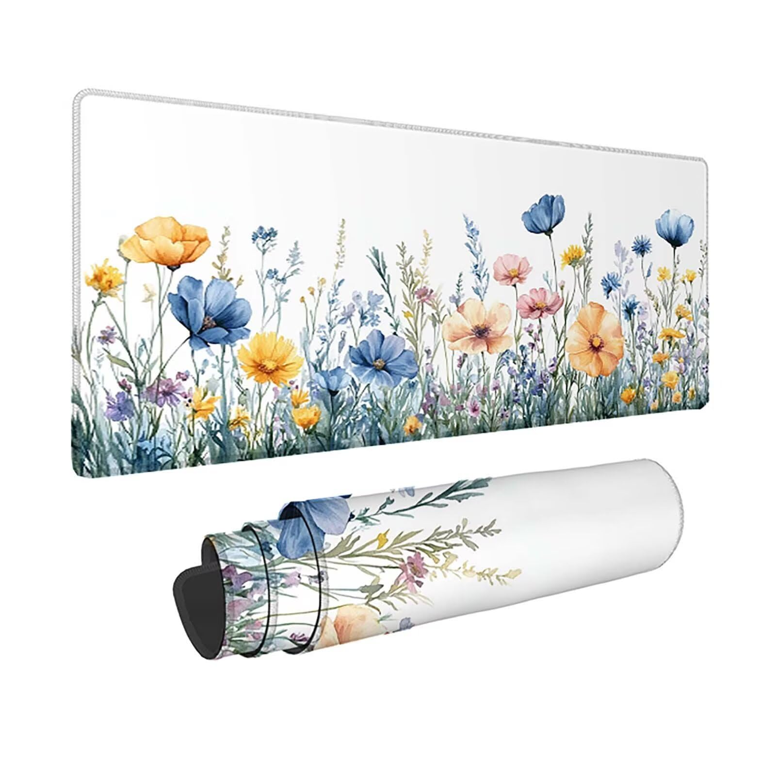 Tapis souris fleurs imperméable et antidérapant avec bords cousus renforcés - 8