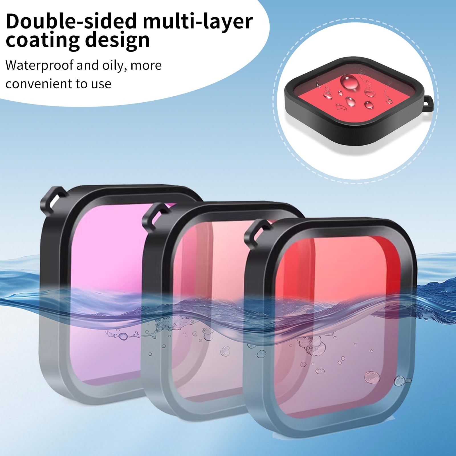 Accessoires GoPro Hero 12 - Filtre étanche, filtre de plongée et macro, pour GoPro Hero 12, en ABS et acrylique de qualité, design compact, compatible avec le boîtier étanche officiel, taill