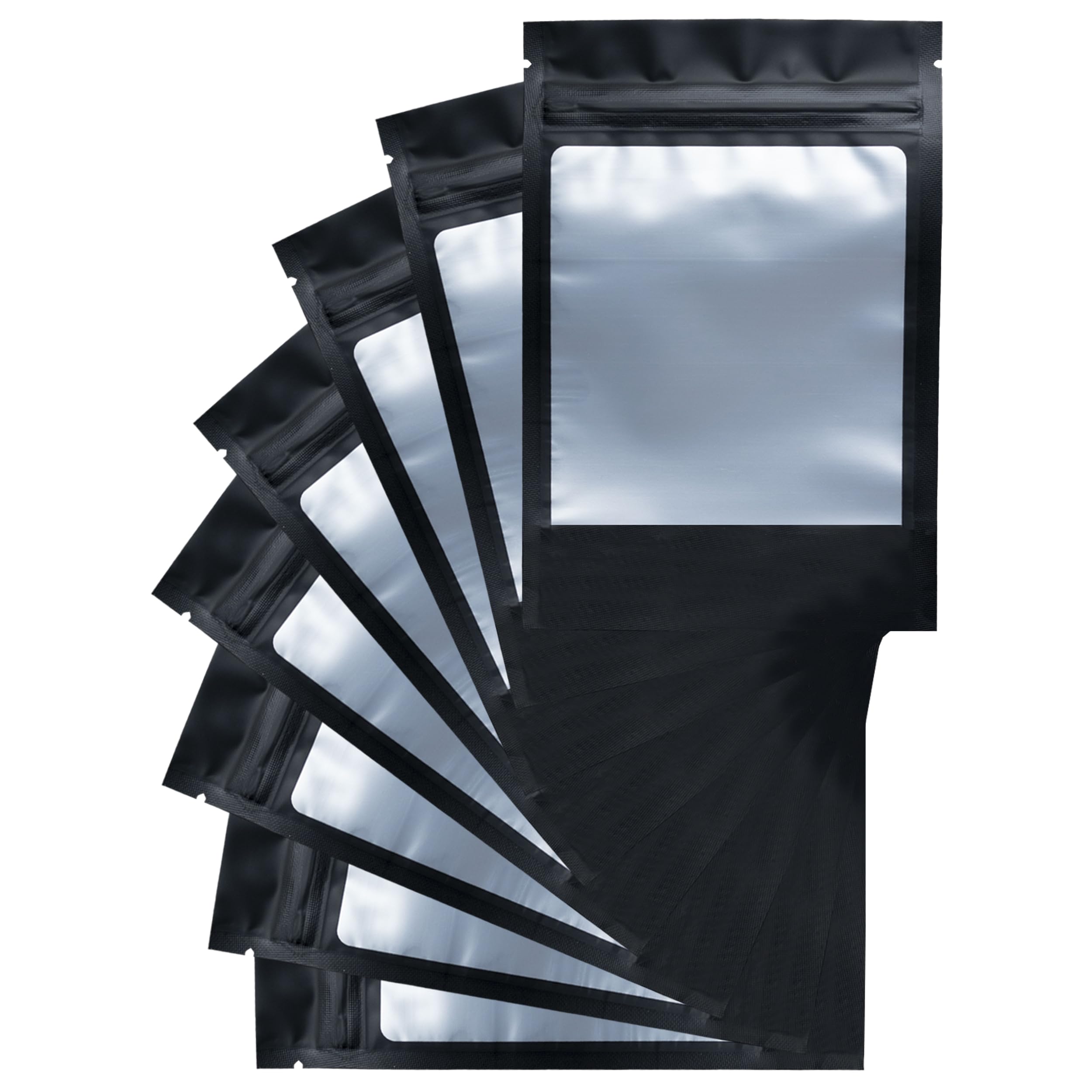 QECOMM Black Mylar Bags 4x6 Inch,Pack of 100 Resealable Bags,Small Mylar Bags For Food Storage,Matte Black