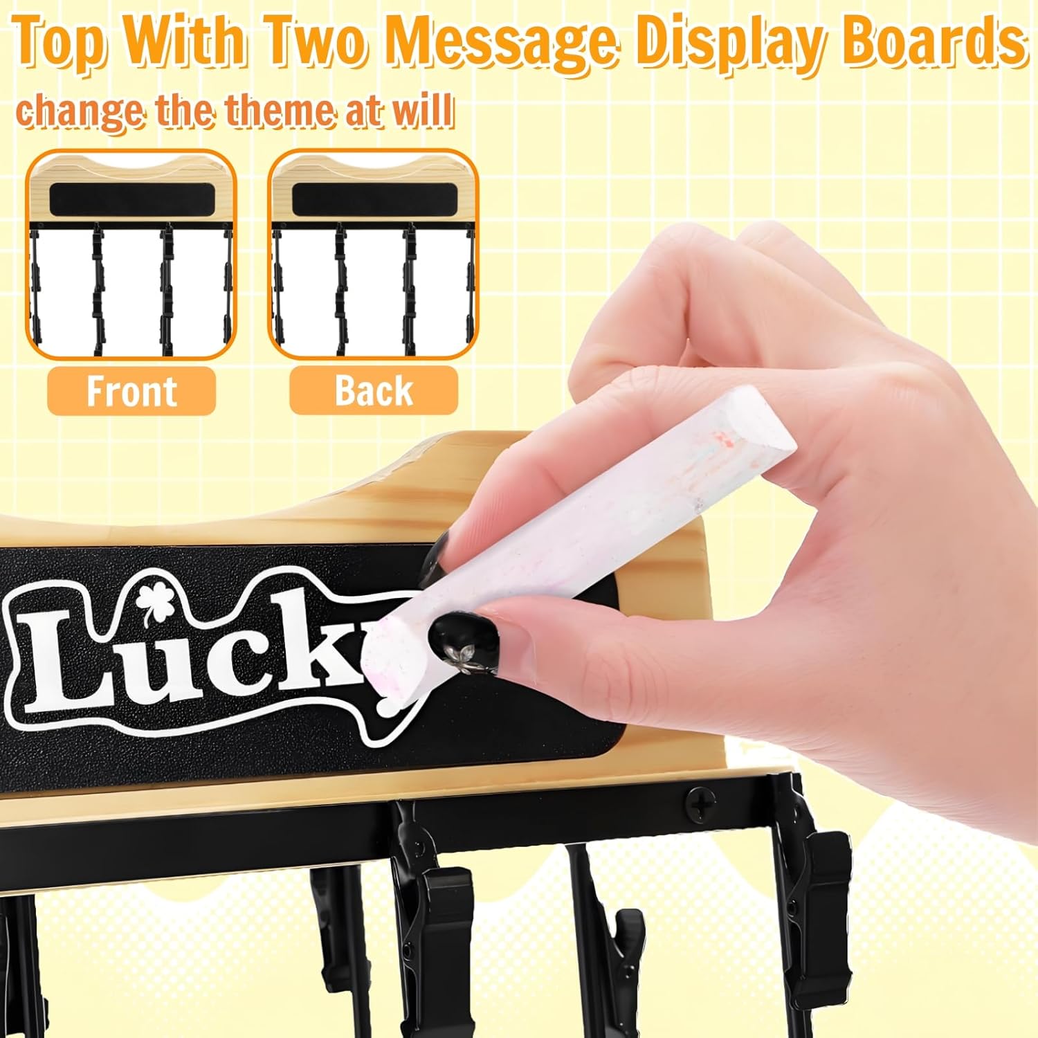 Chip Rack Display Stand, 360° Rotating Base Chip Bag Holder with Message Board, 2 Tier 48 Clips Counter Snack Organizer Candy Display for Party, Retail, Concession Stand, Store