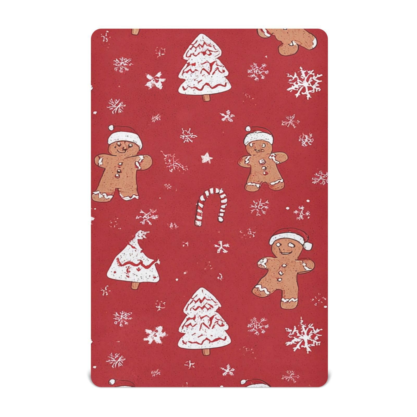 Crib Sheet Breathable Soft Crib Mattress Sheet for Baby Toddler Boys Girls Fitted Crib Sheet Fit Standard Crib Mattress 52 x 28 Inch Gingerbread Christmas Tree Red